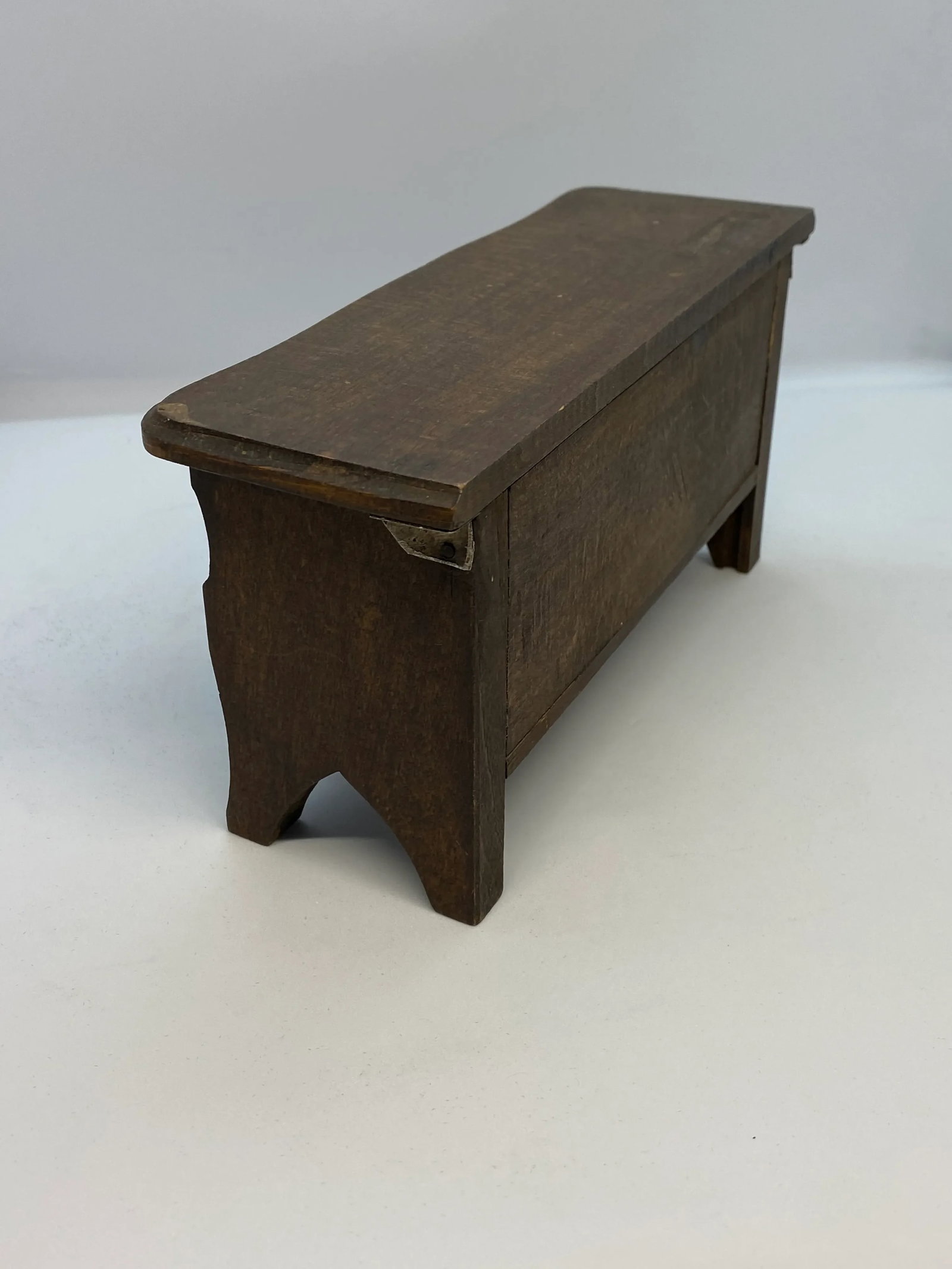 1920's Primitive French Country Cherry Wood Jewelry Casket - 8