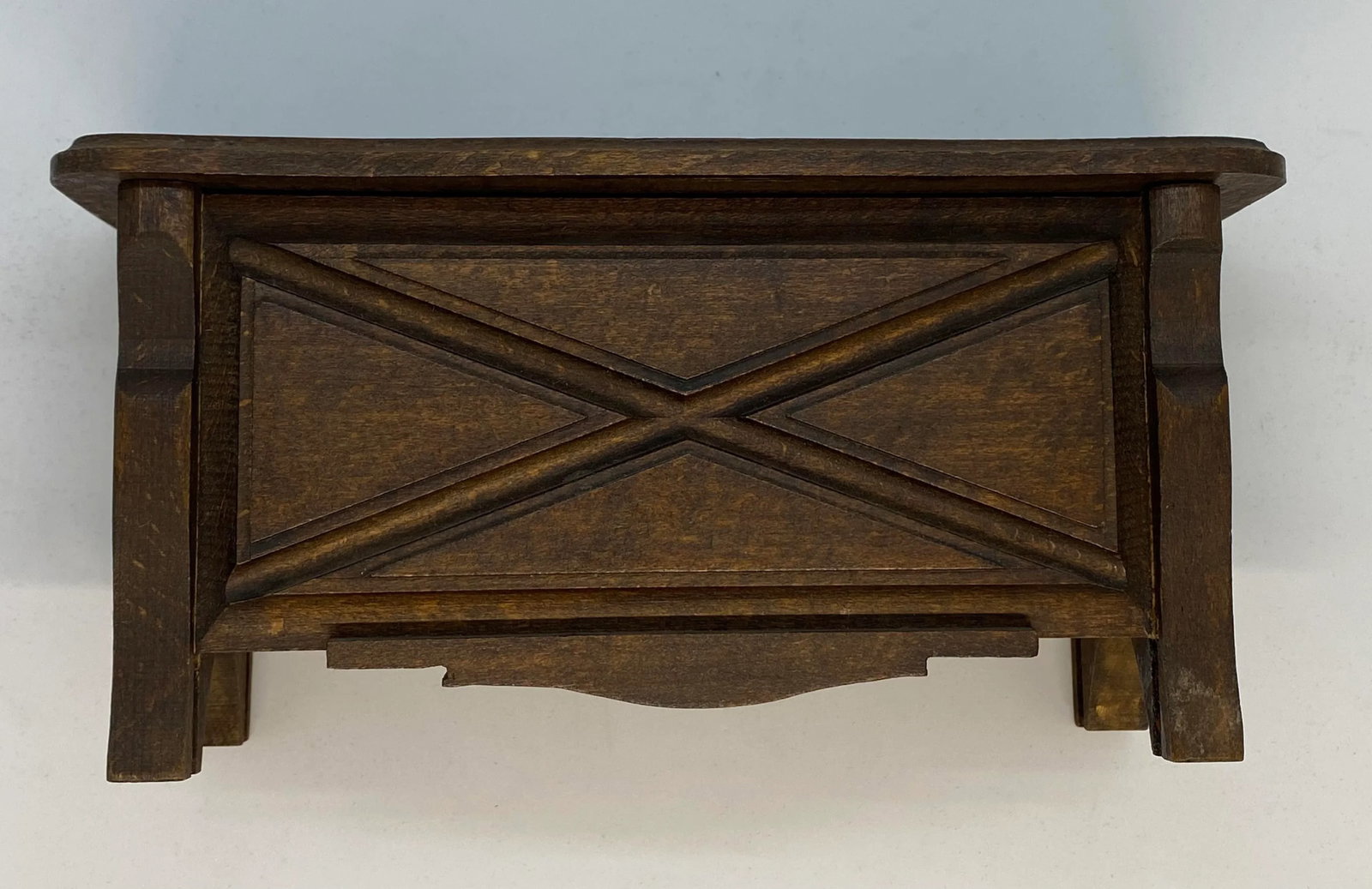 1920's Primitive French Country Cherry Wood Jewelry Casket - 9