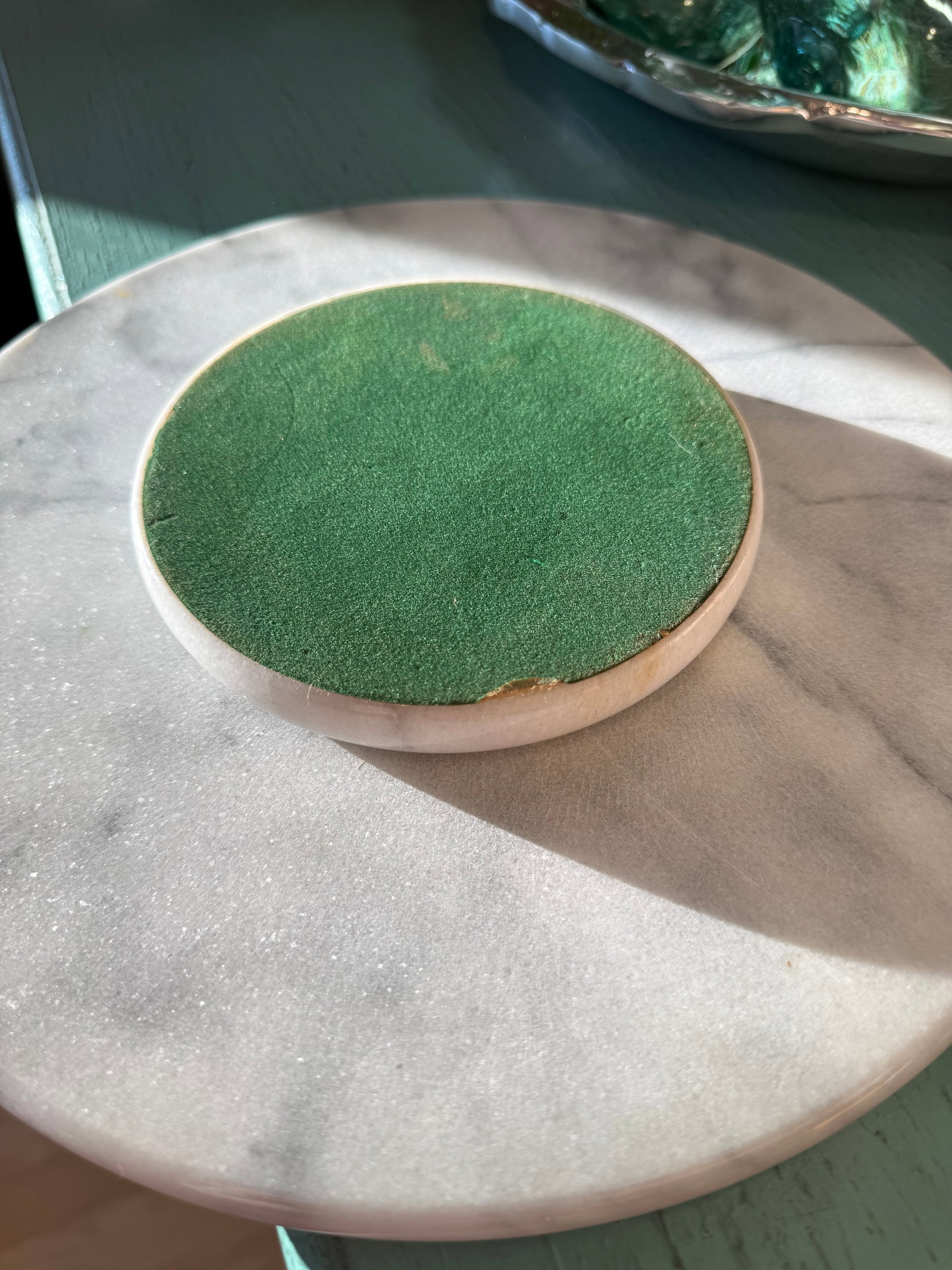 Vintage Carrerra Marble Lazy Susan - 6