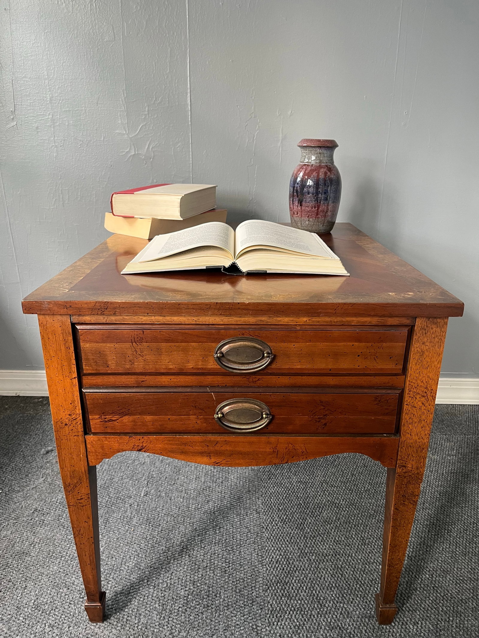 Federal-Style Mahogany Side Table With Marquetry - Lane - 2