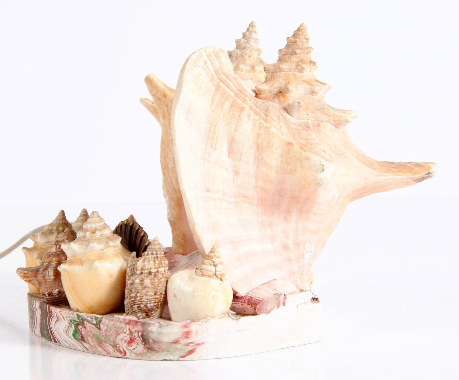 Vintage 1970's Nautical Double Conch Shell Lamp - 6