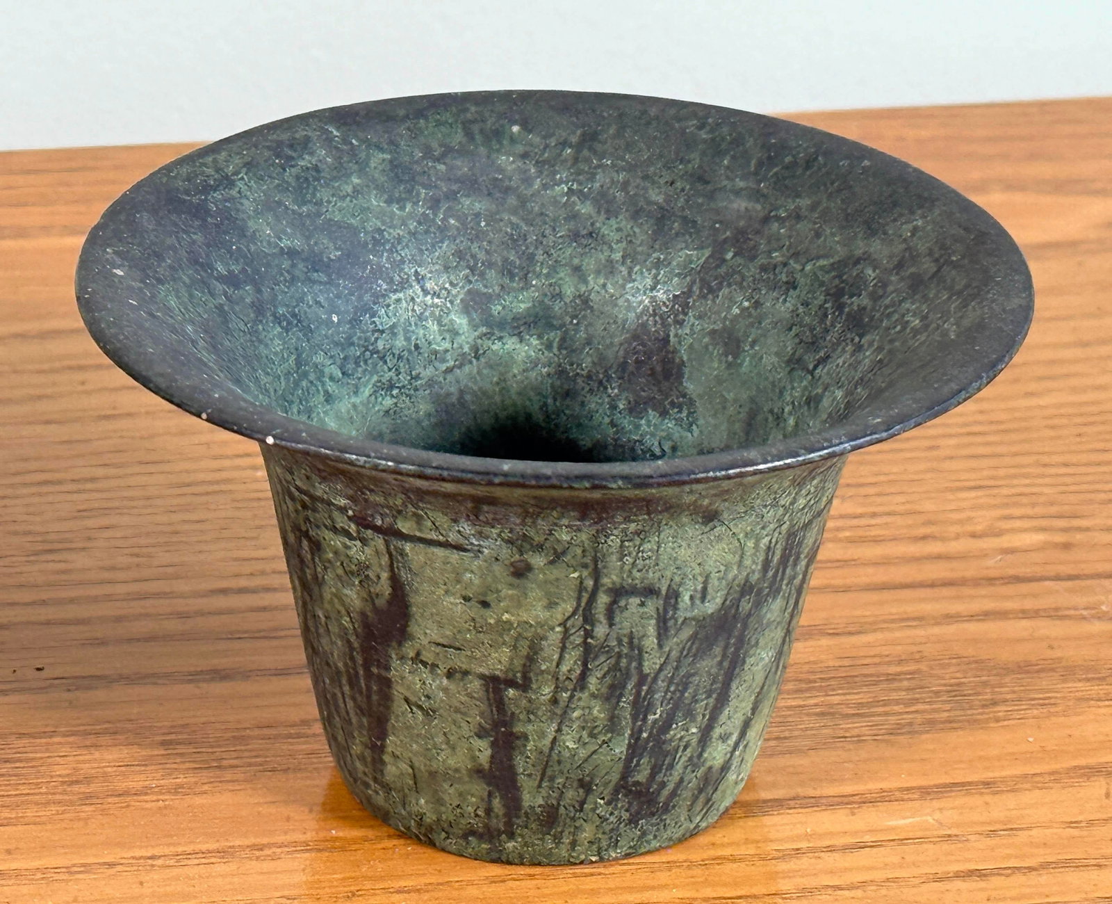 Mid Century Modern Cast Bronze Candle Holders With Verdigris Patina - A Pair - 6