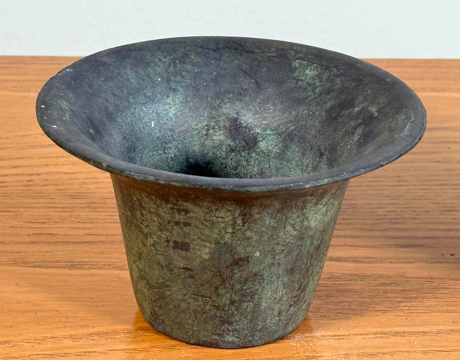 Mid Century Modern Cast Bronze Candle Holders With Verdigris Patina - A Pair - 7