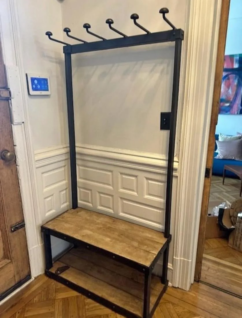 Solid Iron and Wood Entry Bench Restoration Hardware - 2