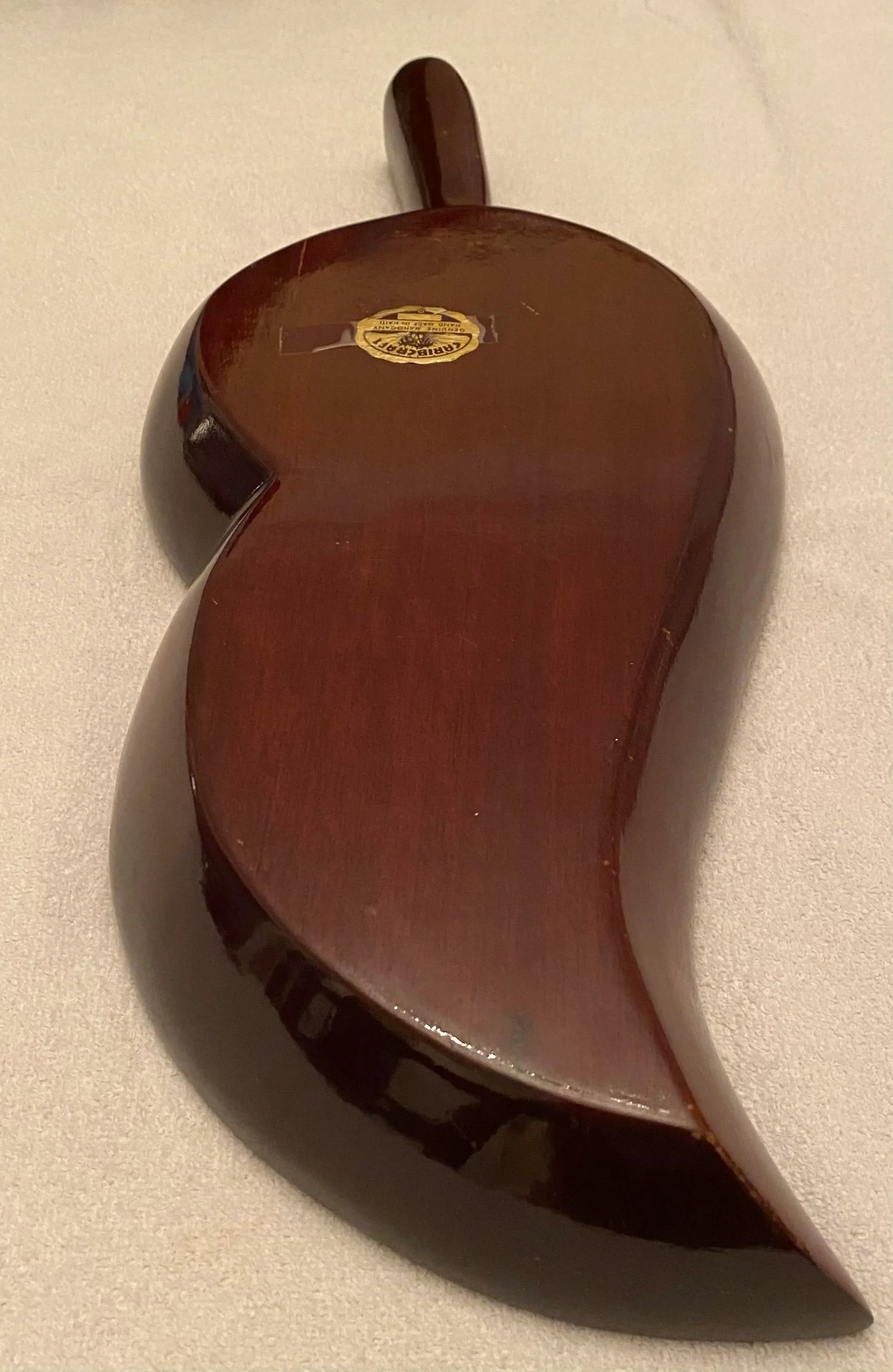Mid-Century Modern Hand Carved Acorn Shape Mahogany Large Two-Section Serving Platter - 8