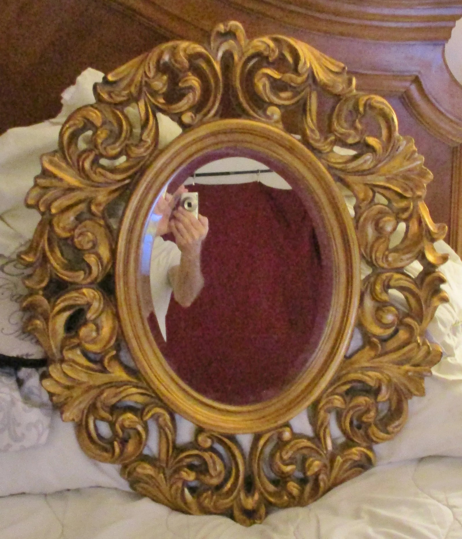 Carved Oval Gold Frame Mirror - 10