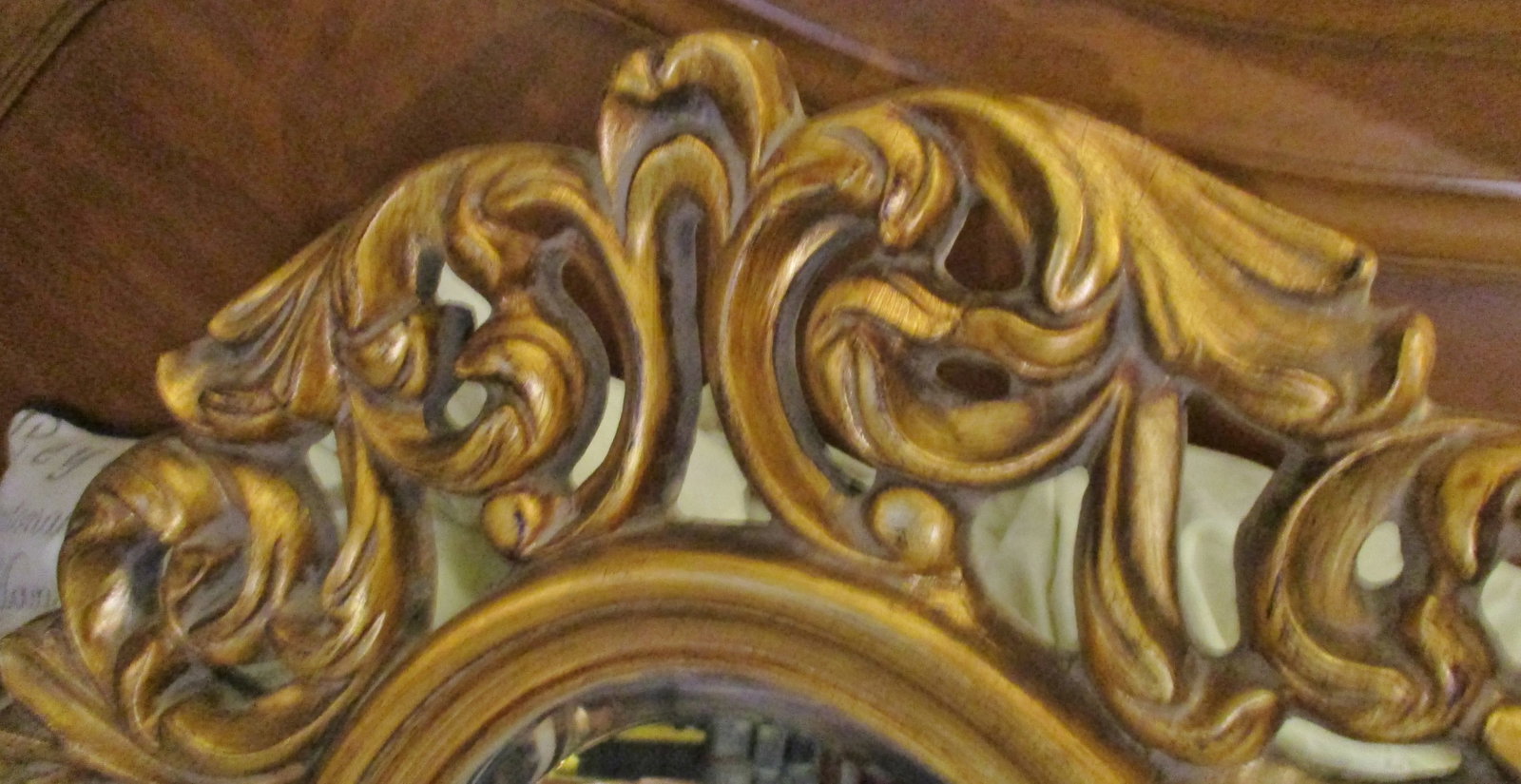 Carved Oval Gold Frame Mirror - 4
