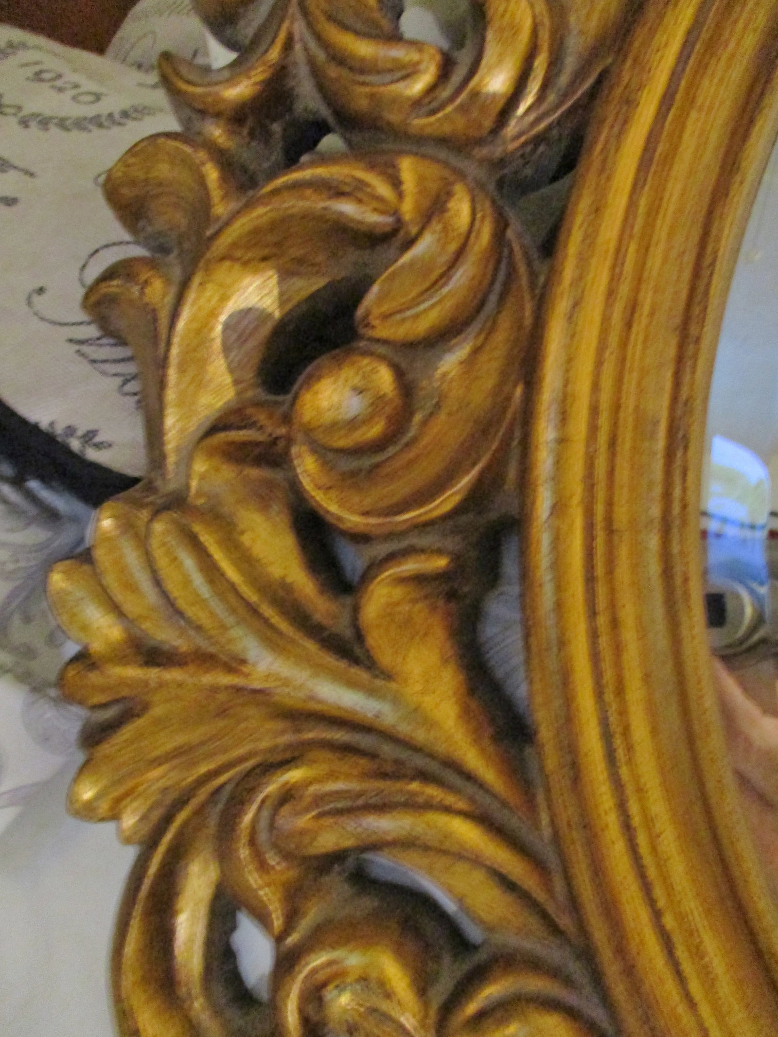 Carved Oval Gold Frame Mirror - 6