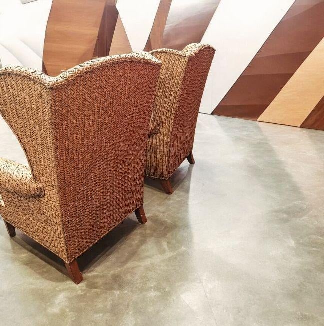 1980s Ethan Allen Wingback Chairs With a Leather Ottoman, 3 Pieces - 5