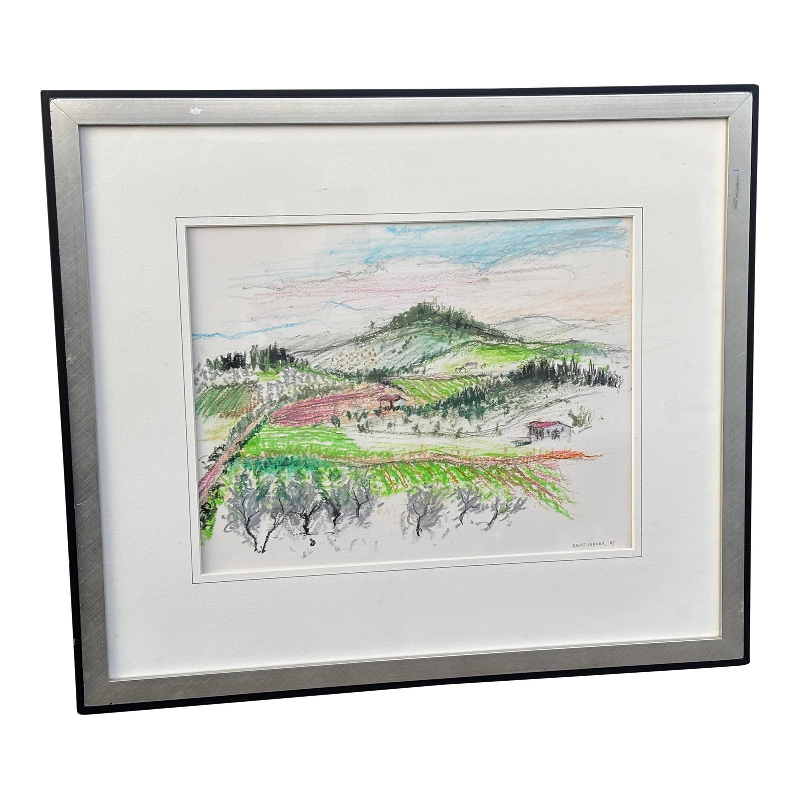 Original Artwork on Paper in Fine Gallery-Style Presentation, Tuscany, 1987, American Listed Artist,: TUSCANY, 1987. Truly lovely and subtle original artwork on paper from a listed American artist (deceased) based in Washington, D.C. - David Yerkes. Subject is clearly a perfect swatch of Northern