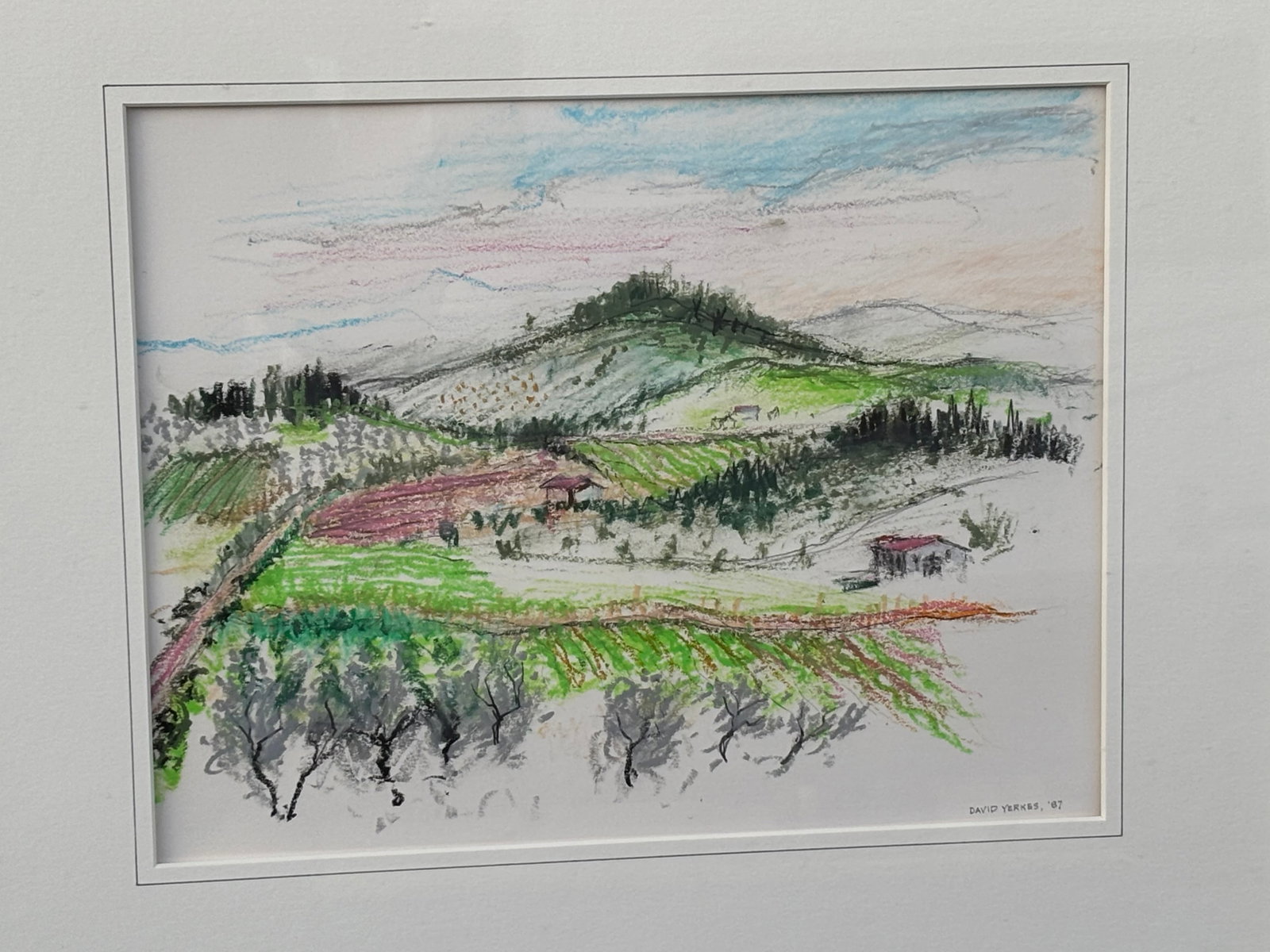 Original Artwork on Paper in Fine Gallery-Style Presentation, Tuscany, 1987, American Listed Artist, - 4