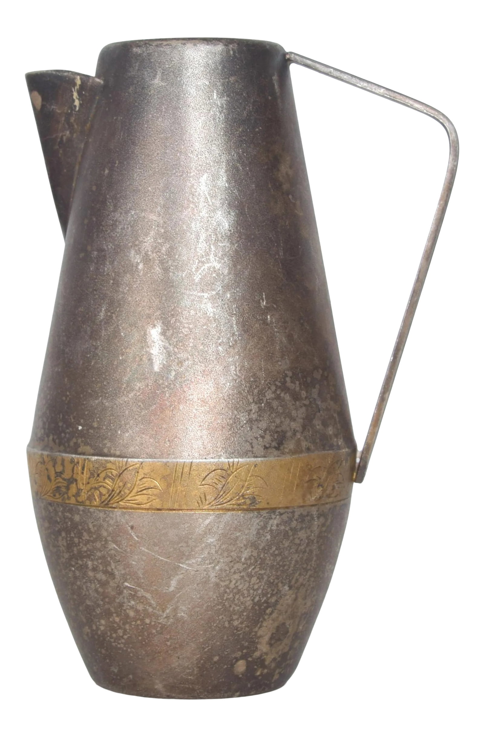 1970s Russian Siommet Small Modern Pitcher Creamer Silver Plated with Brass Detail (1 of 10)