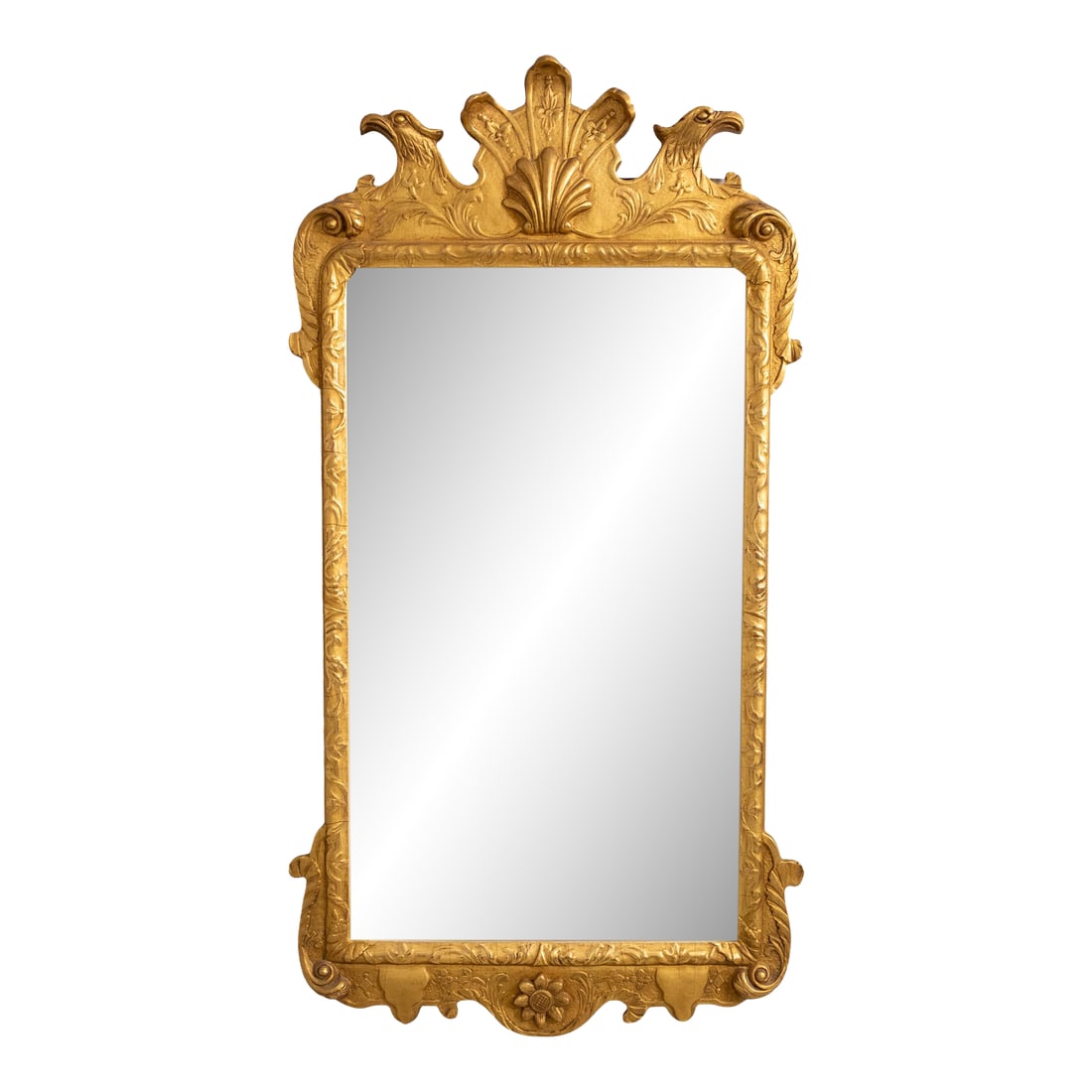 Friedman Brothers Colonial Williamsburg Gold Gilt Wall Mirror: Age: Approx: 60 Years Old Details: Colonial Williamsburg CW-LG-6 Replaced Paper Back Fine Carved Details High Quality Construction 18 C. Design Nice Vintage Mirror Double Eagle Shell Carved Crest - So