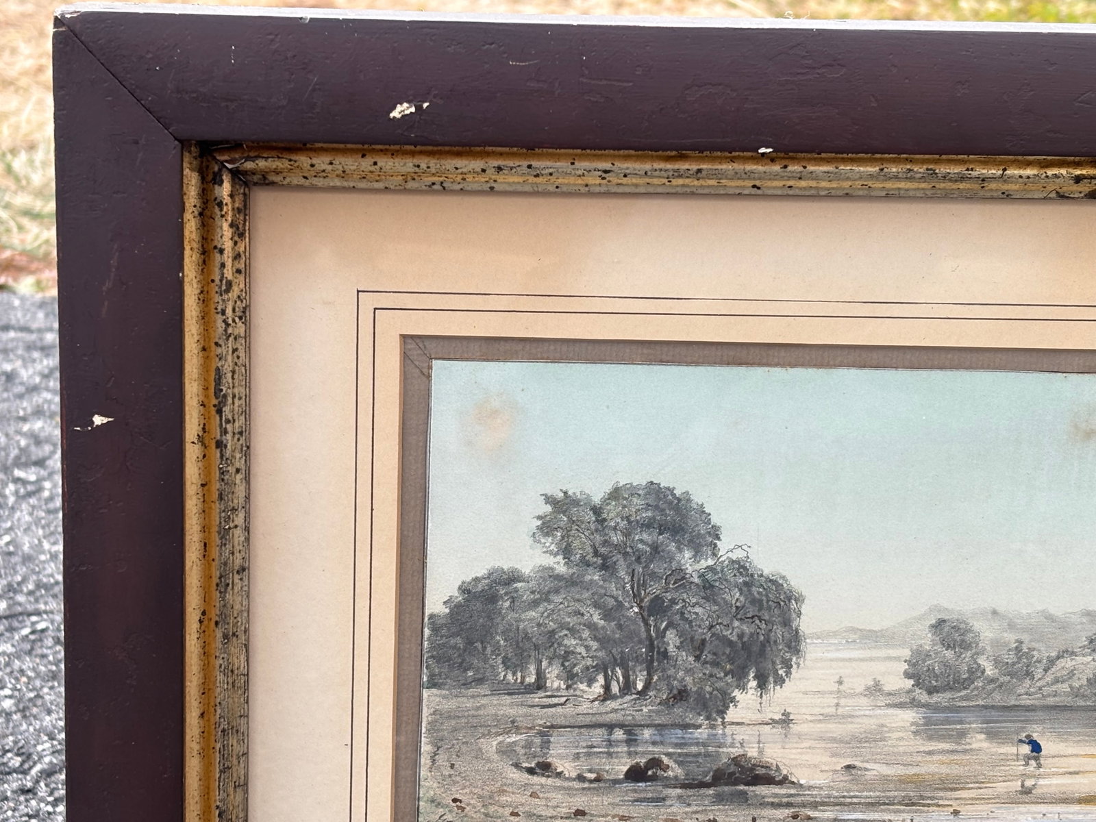 European School 19th C. Drawing in Original Framing - River Landscape - 4