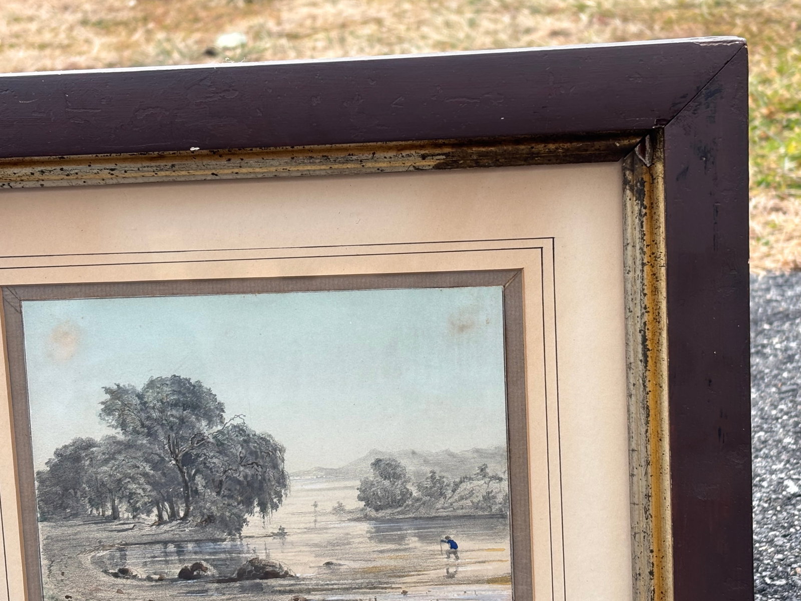 European School 19th C. Drawing in Original Framing - River Landscape - 5