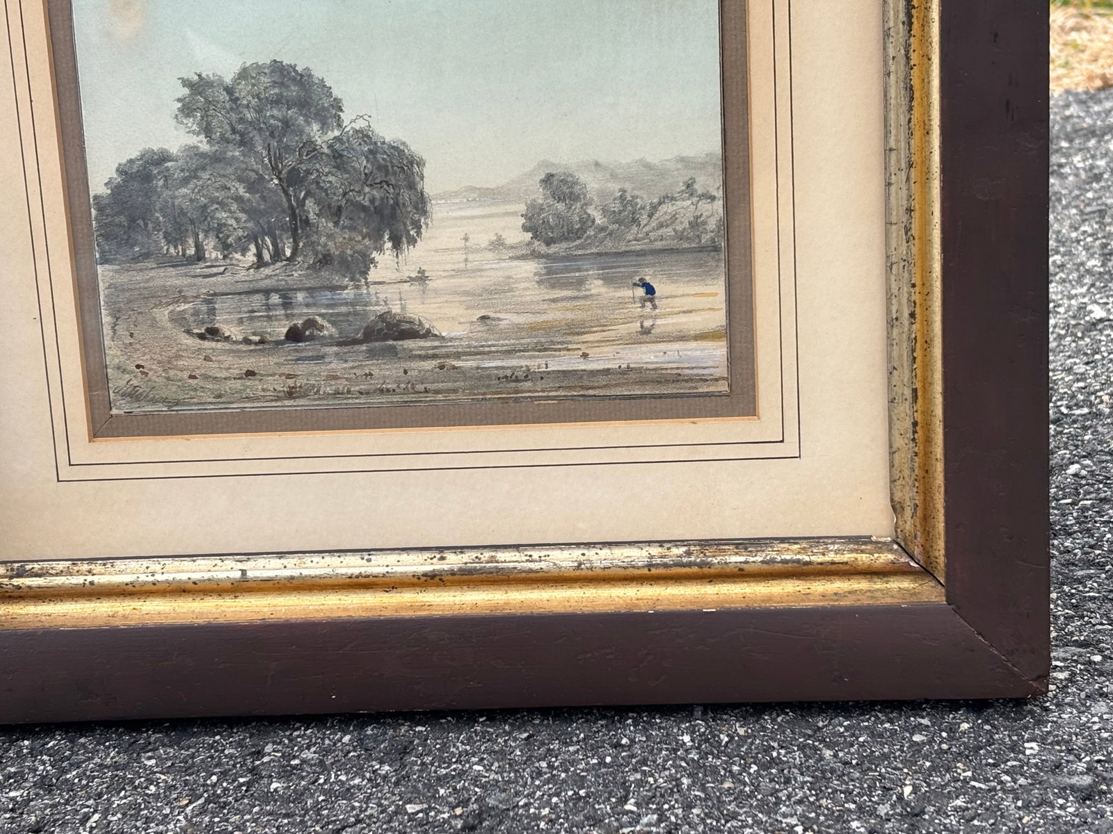 European School 19th C. Drawing in Original Framing - River Landscape - 8