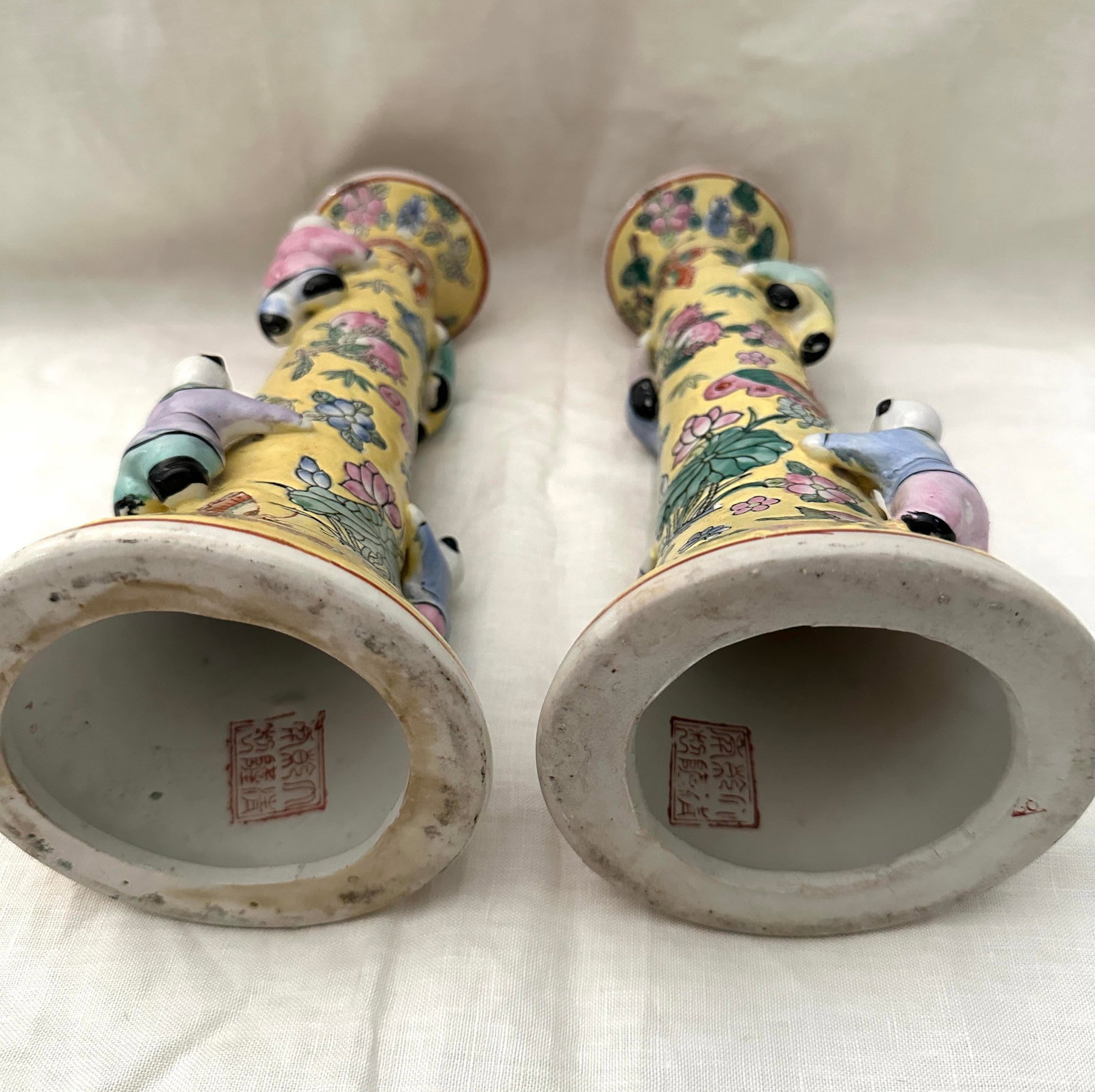Pair of Chinese Fertility Candlestick Holders - 3