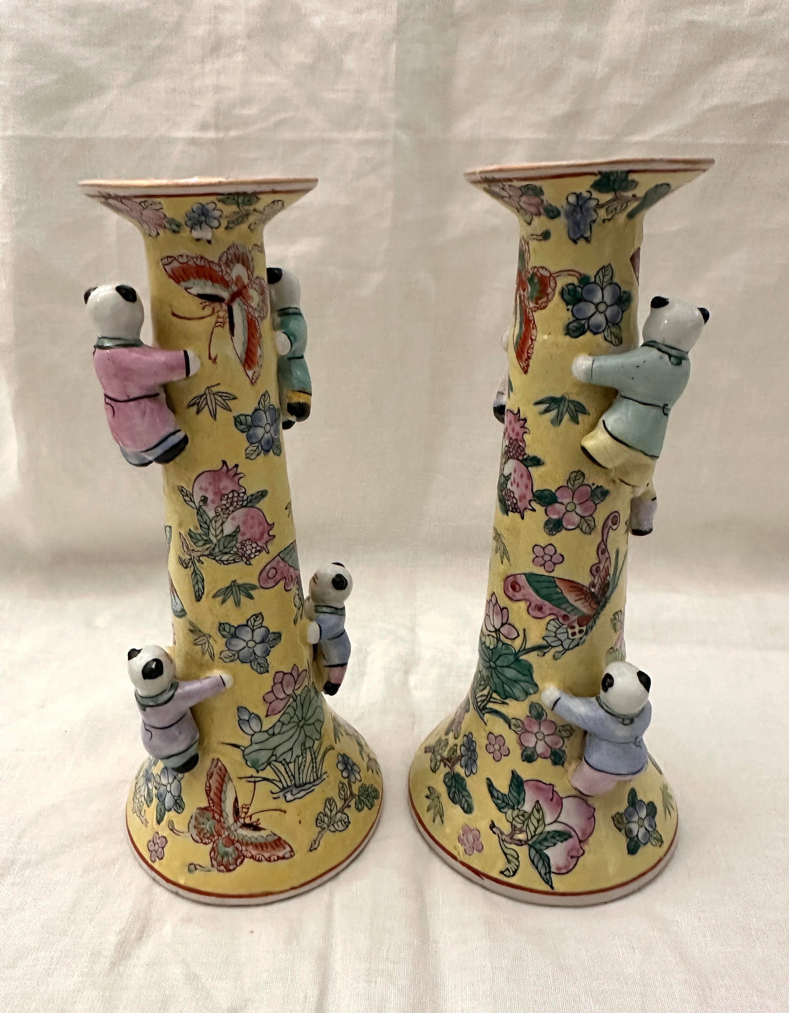Pair of Chinese Fertility Candlestick Holders - 4