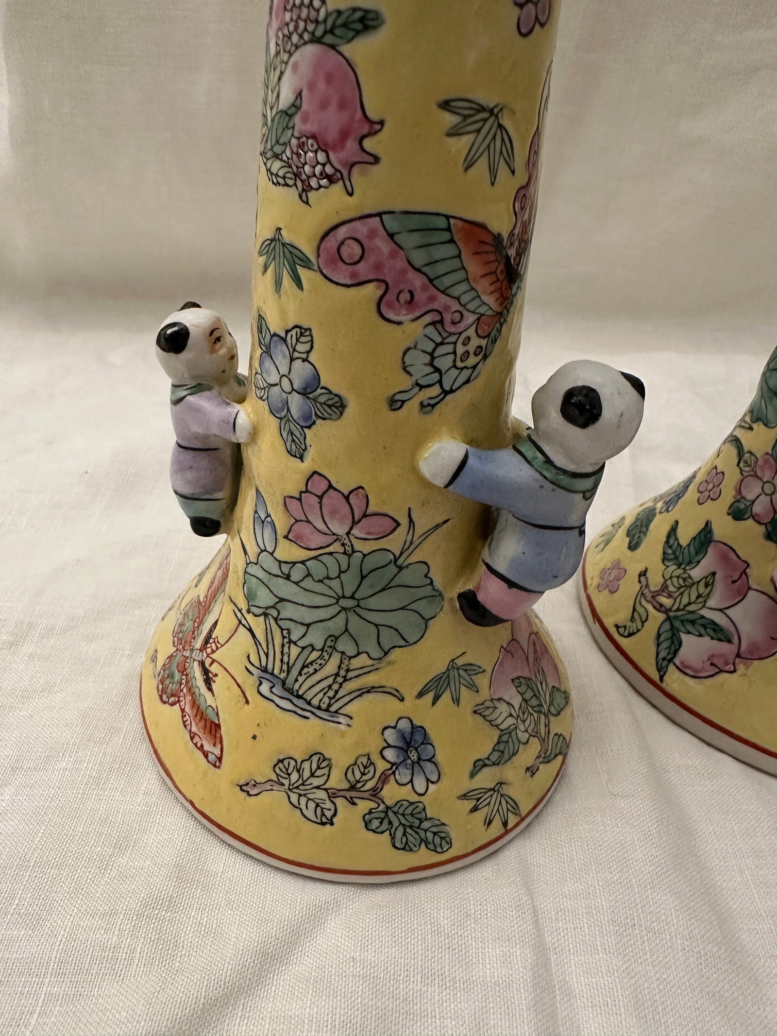 Pair of Chinese Fertility Candlestick Holders - 6