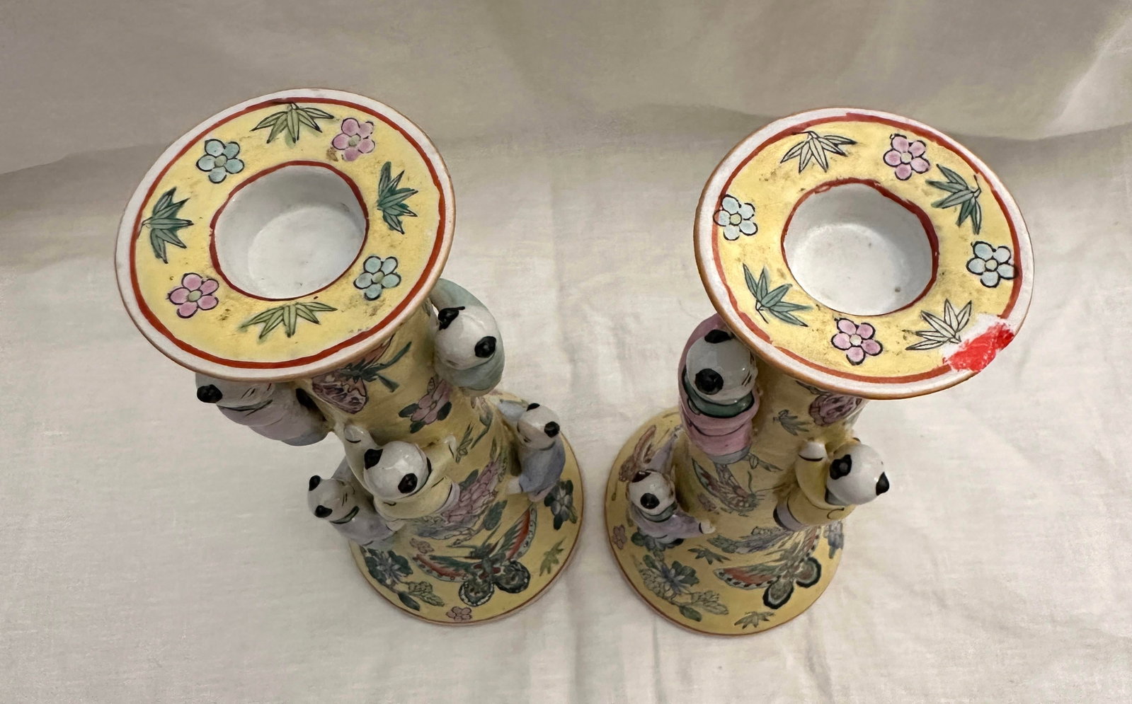Pair of Chinese Fertility Candlestick Holders - 7