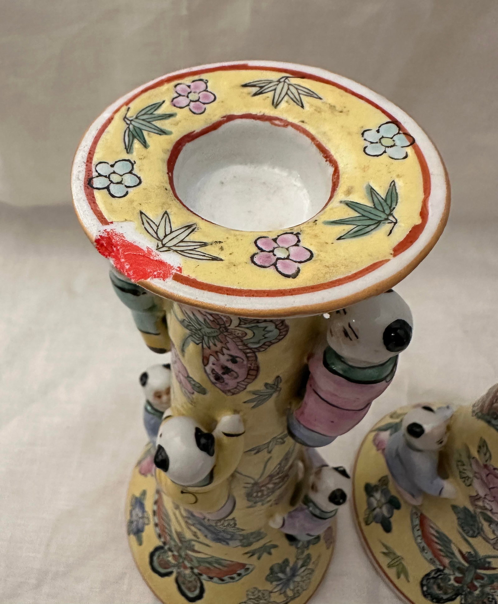 Pair of Chinese Fertility Candlestick Holders - 8