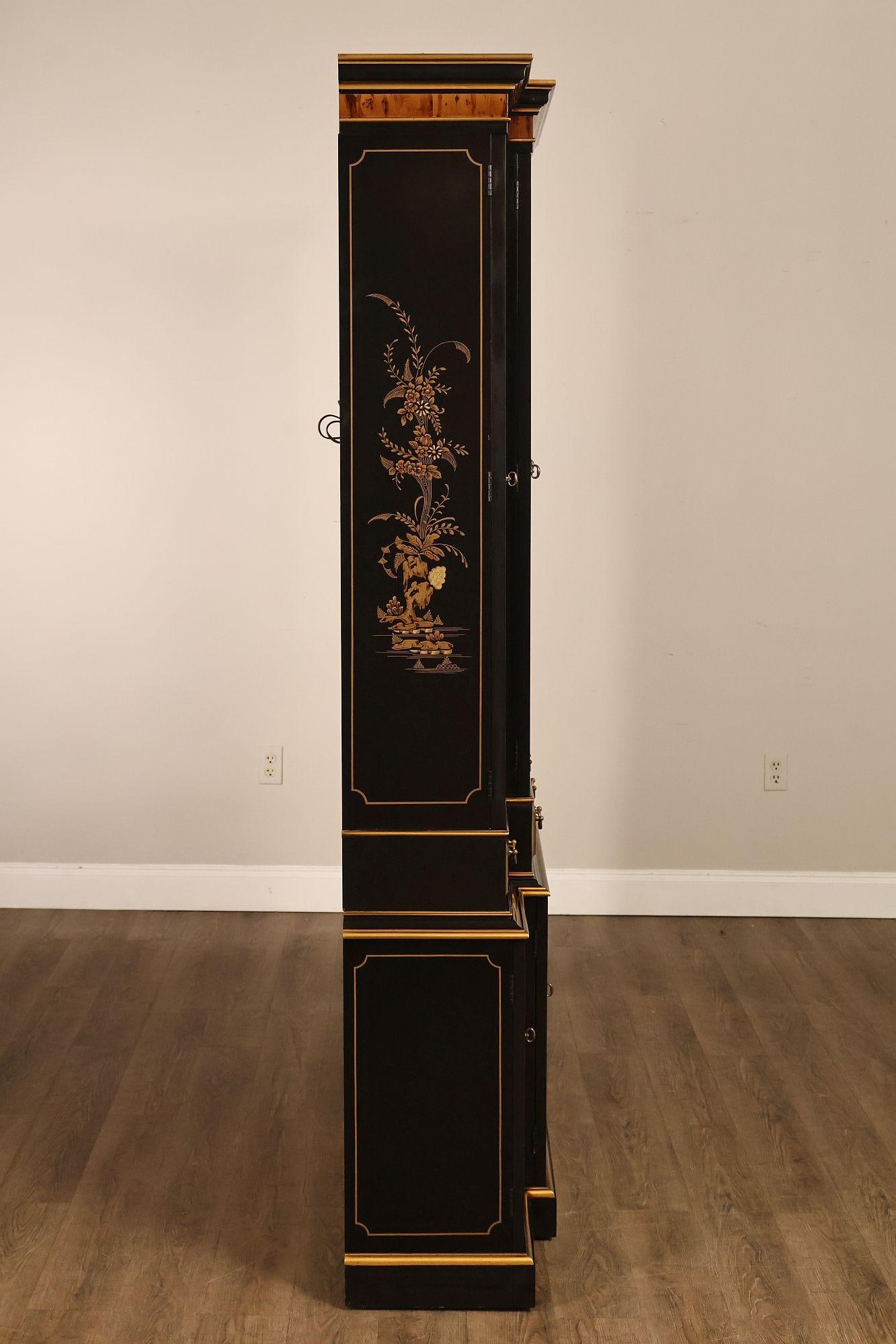 Drexel Asian Style Chinoiserie Display Cabinet Breakfront - 17