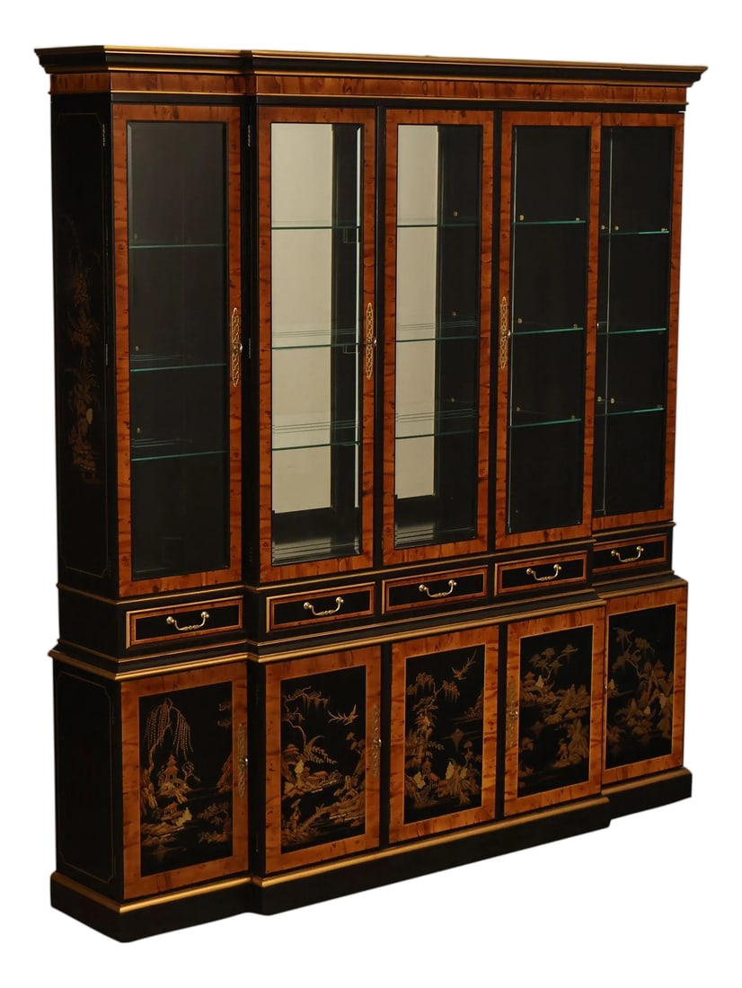 Drexel Asian Style Chinoiserie Display Cabinet Breakfront (1 of 18)