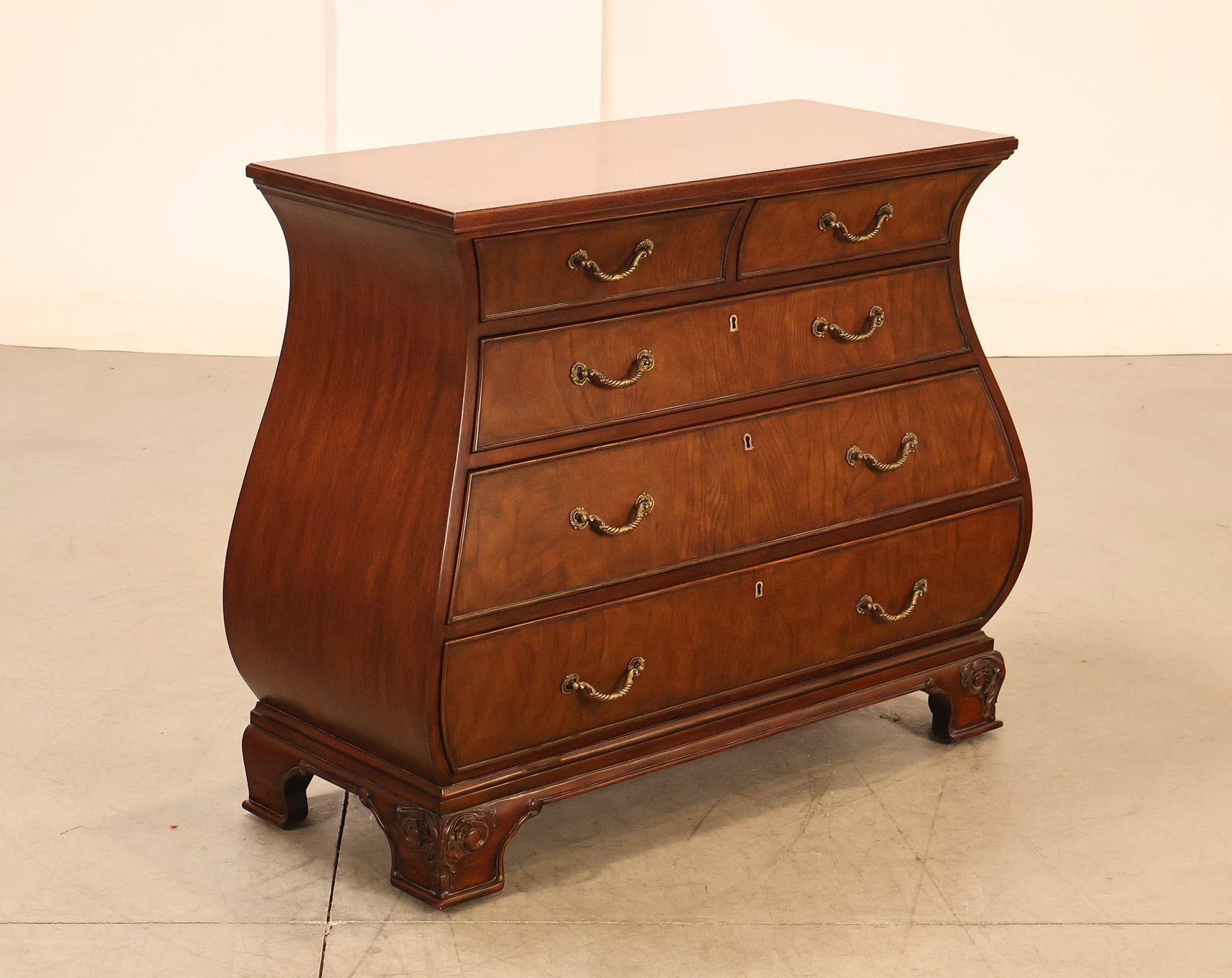 Ethan Allen Townhouse Collection Burlwood Bombe Chest - 2