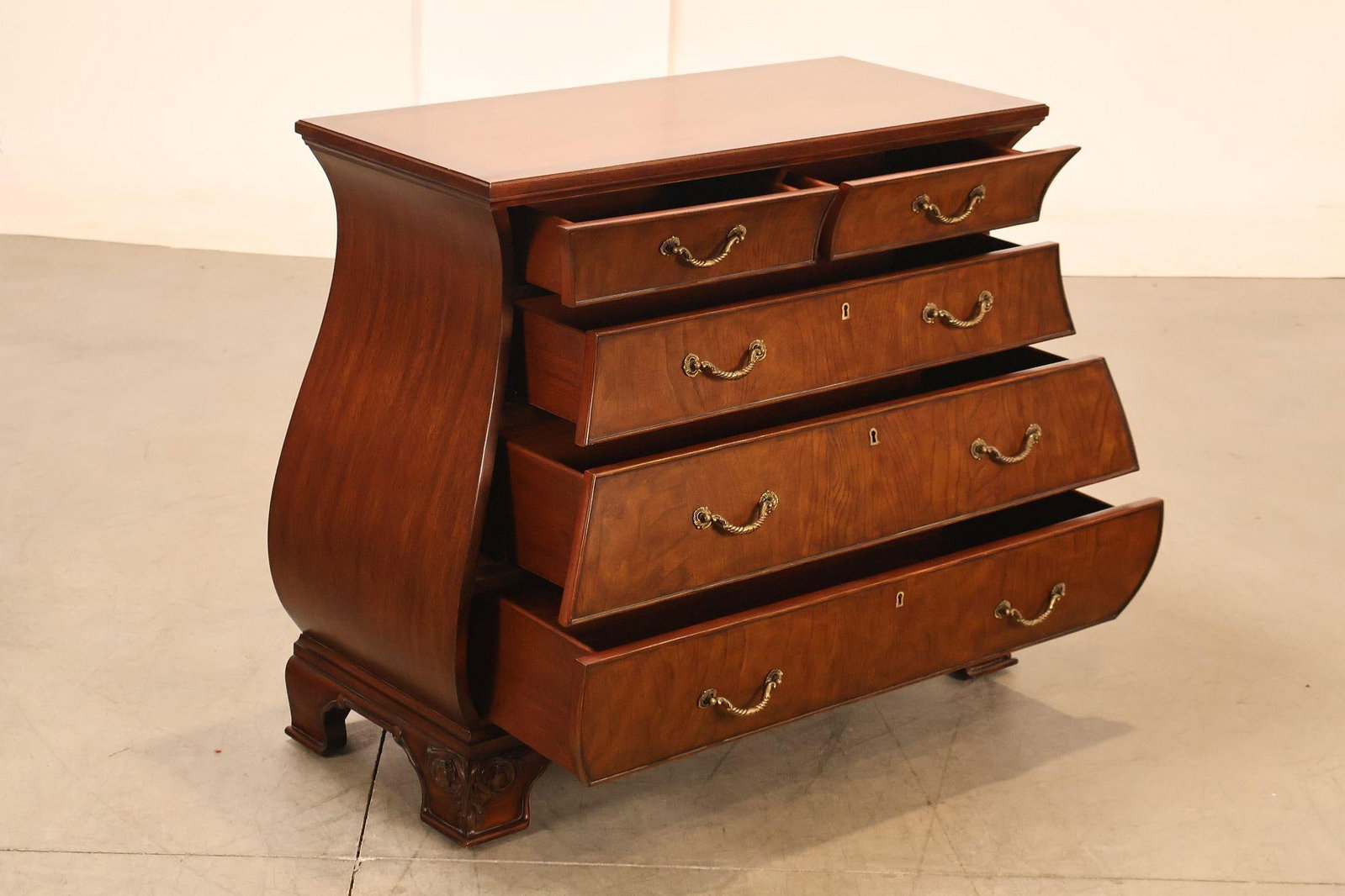 Ethan Allen Townhouse Collection Burlwood Bombe Chest - 3