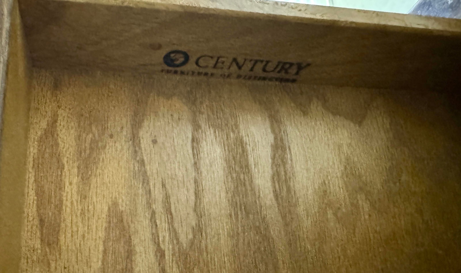 Mid-Century Burl Wood Nightstand by Century Furniture With Brass Pulls - 12