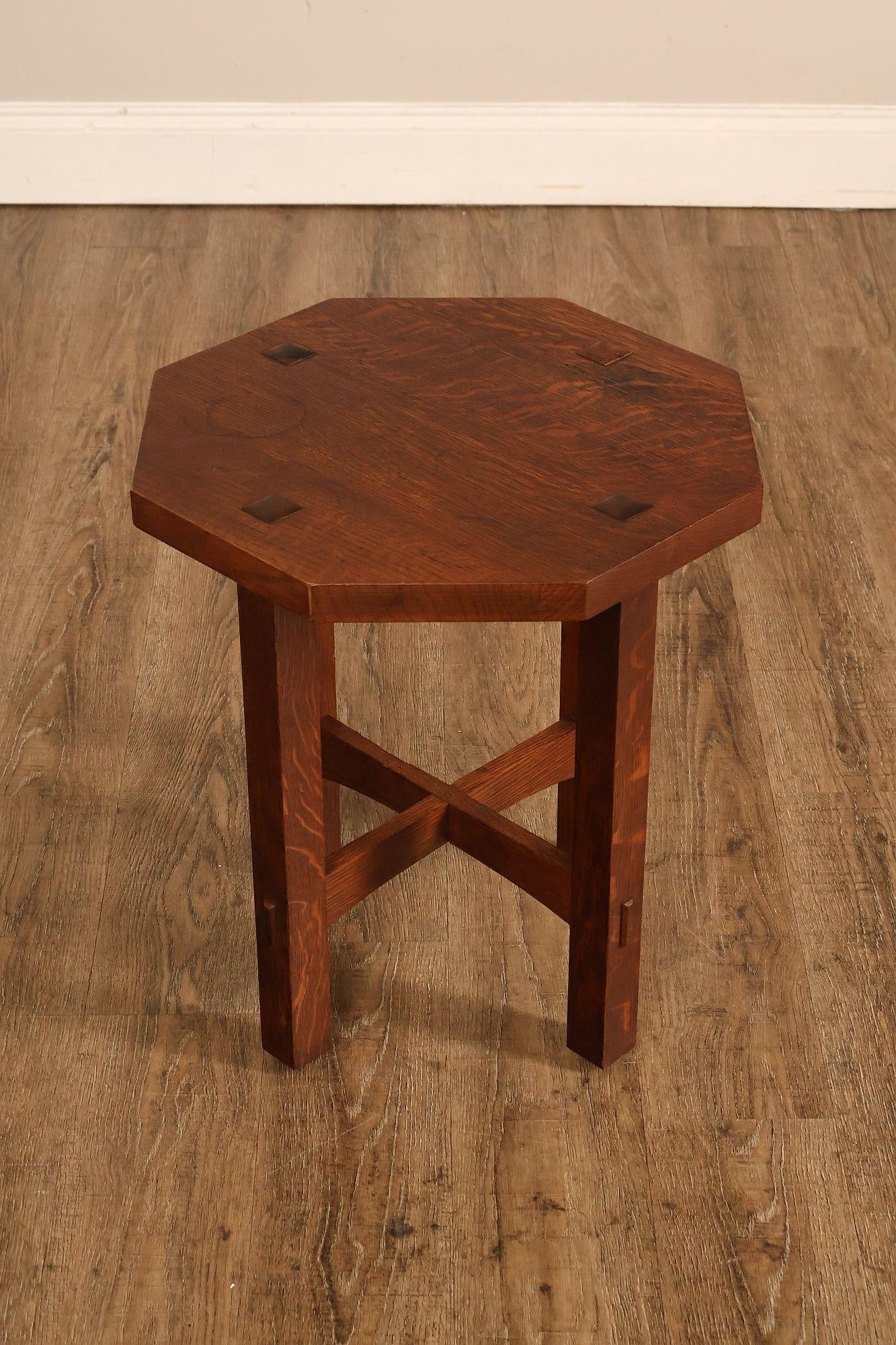 Stickley Mission Collection Oak Octagonal Tabouret Table - 13