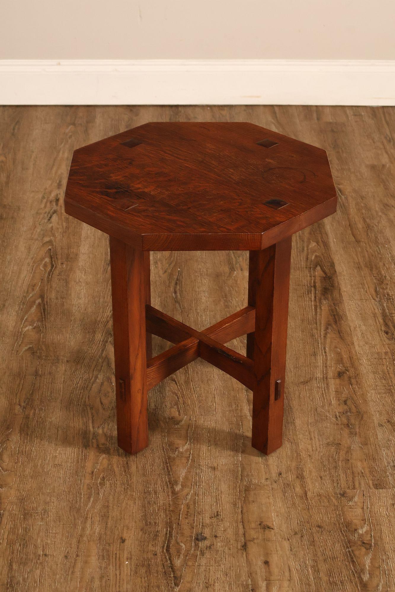 Stickley Mission Collection Oak Octagonal Tabouret Table - 15