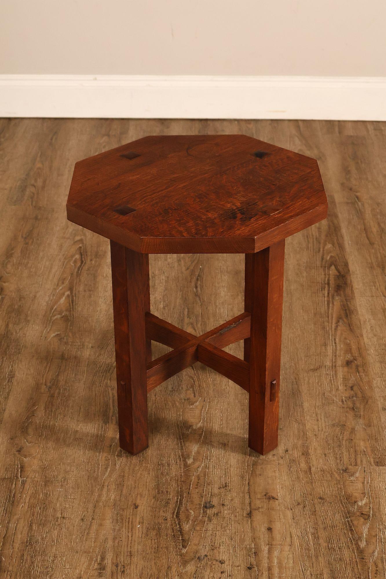 Stickley Mission Collection Oak Octagonal Tabouret Table - 16