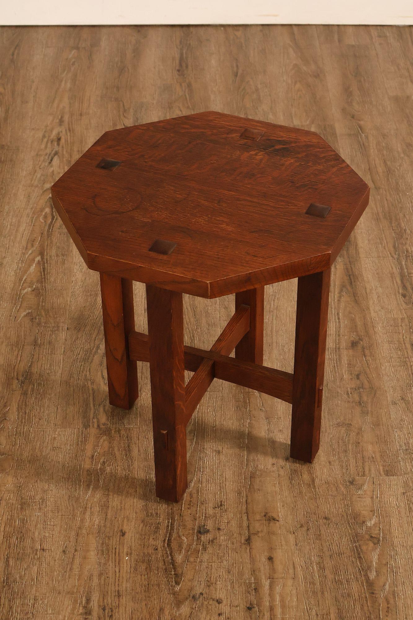 Stickley Mission Collection Oak Octagonal Tabouret Table - 2
