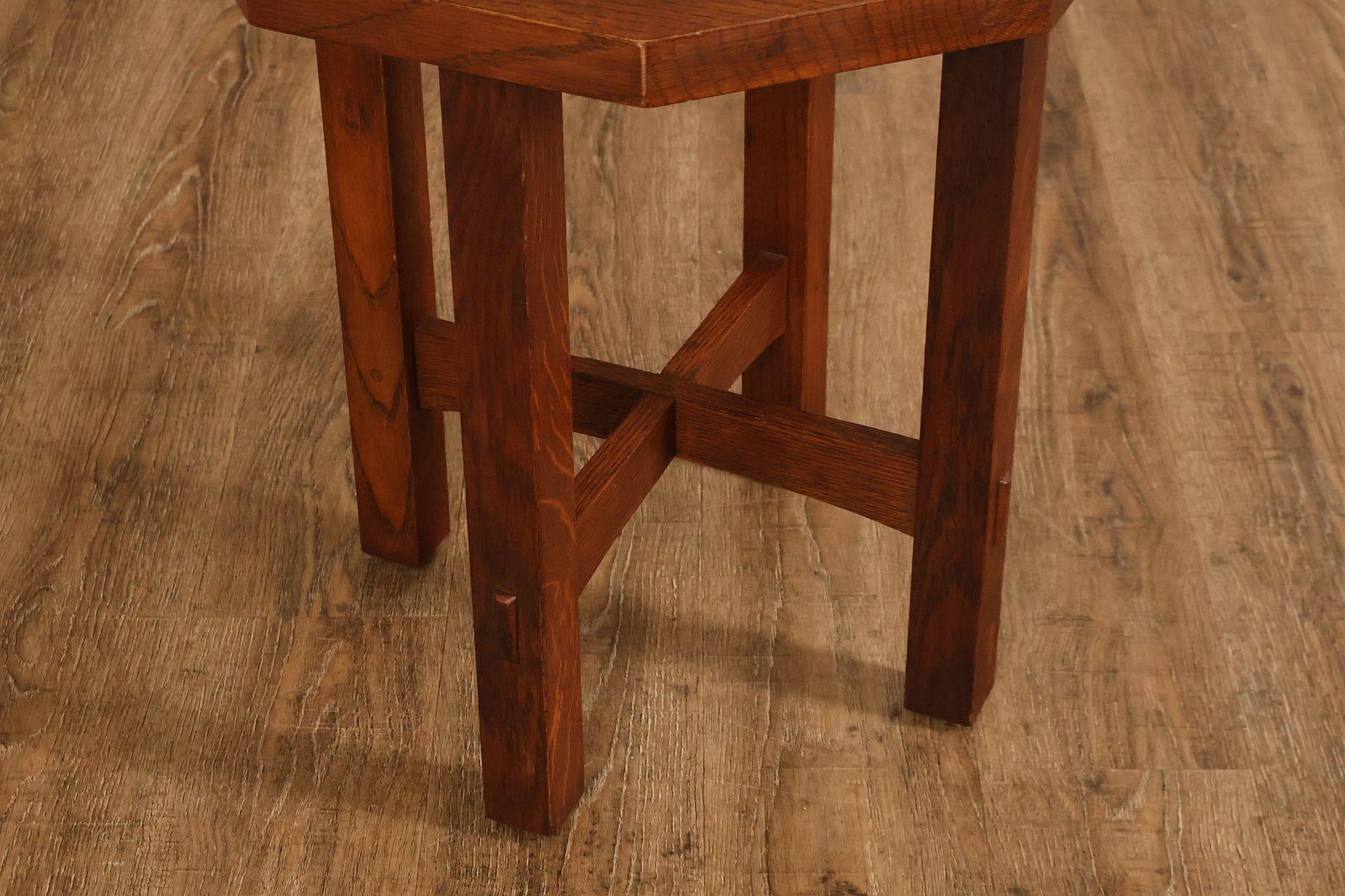 Stickley Mission Collection Oak Octagonal Tabouret Table - 4