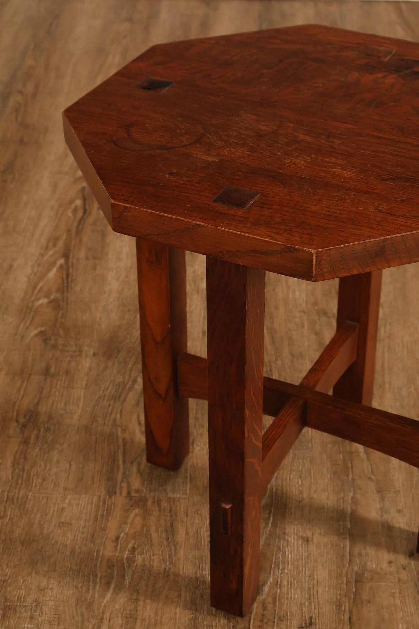 Stickley Mission Collection Oak Octagonal Tabouret Table - 5