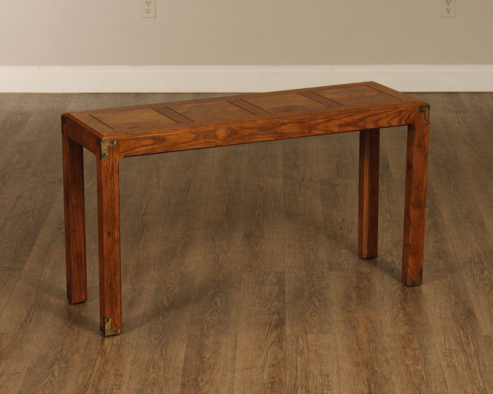 Henredon Artefacts Campaign Style Oak Console Table - 2