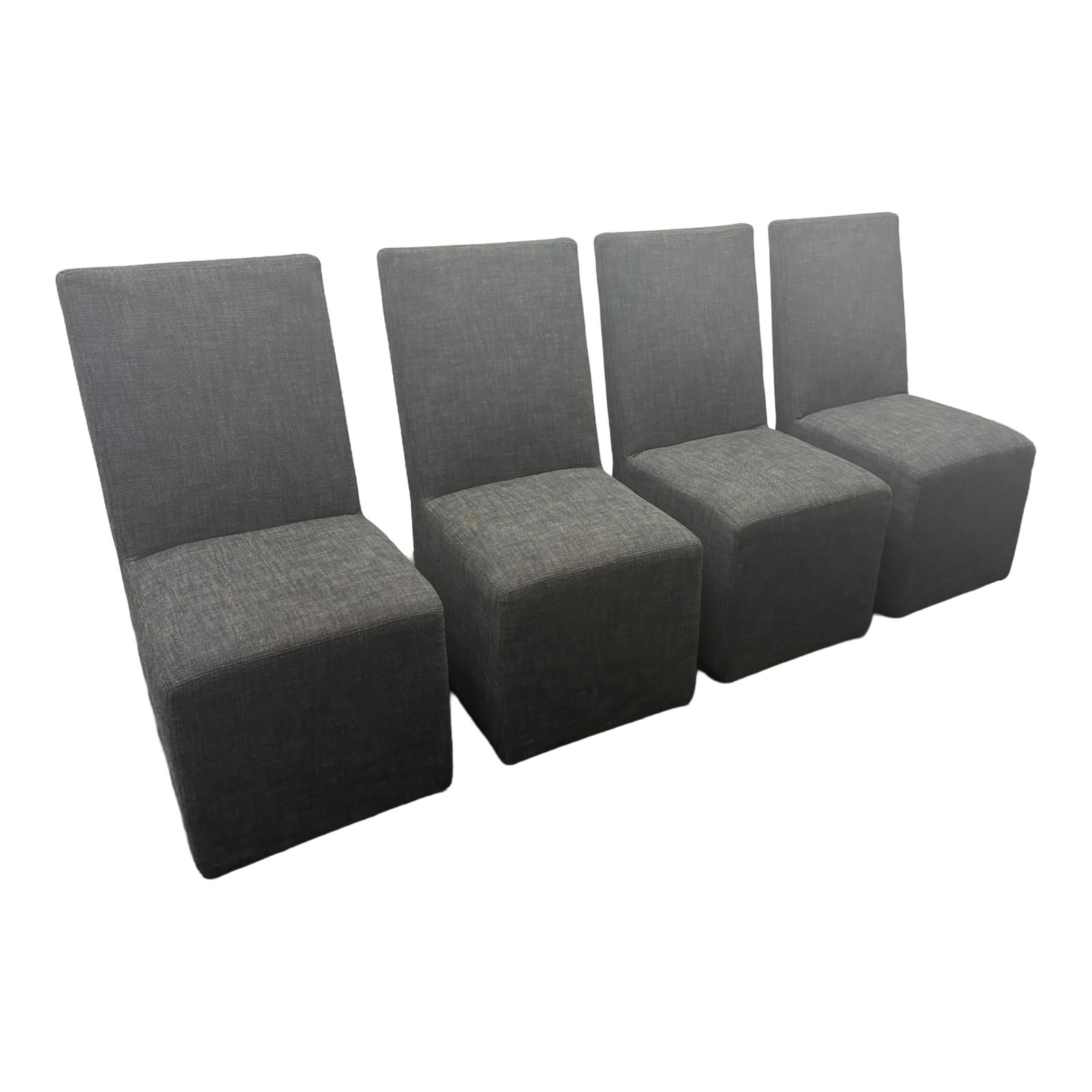 Rh Ellison High-Back Fabric Dining Side Chairs - Set of 4: RH Ellison High-Back Fabric Dining Side Chairs - Set of 4 Perennials(R) Performance Textured Linen Weave (Believed) | Black | No Casters Preowned | Good Condition | High-Back Design ------------