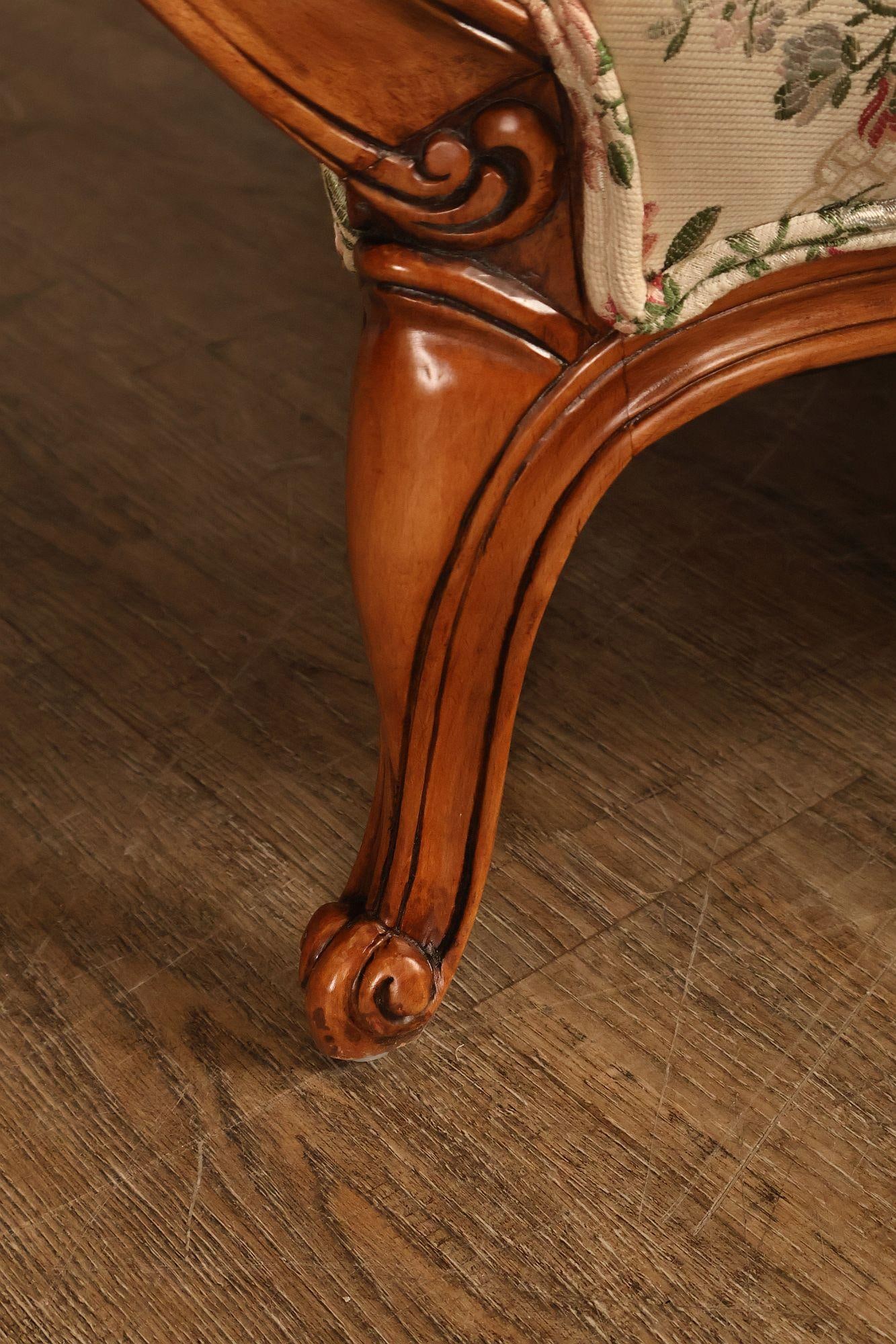 French Louis XV Style Two Piece Chaise Lounge Chair With Ottoman - 14