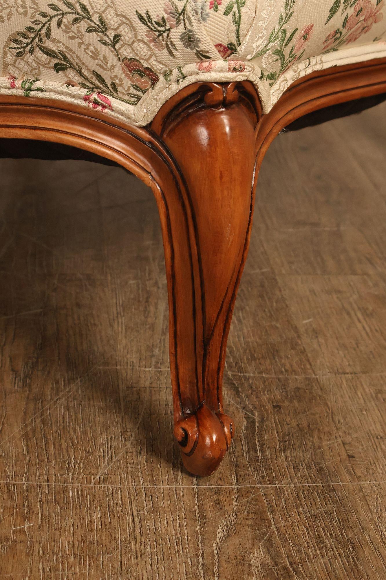 French Louis XV Style Two Piece Chaise Lounge Chair With Ottoman - 9