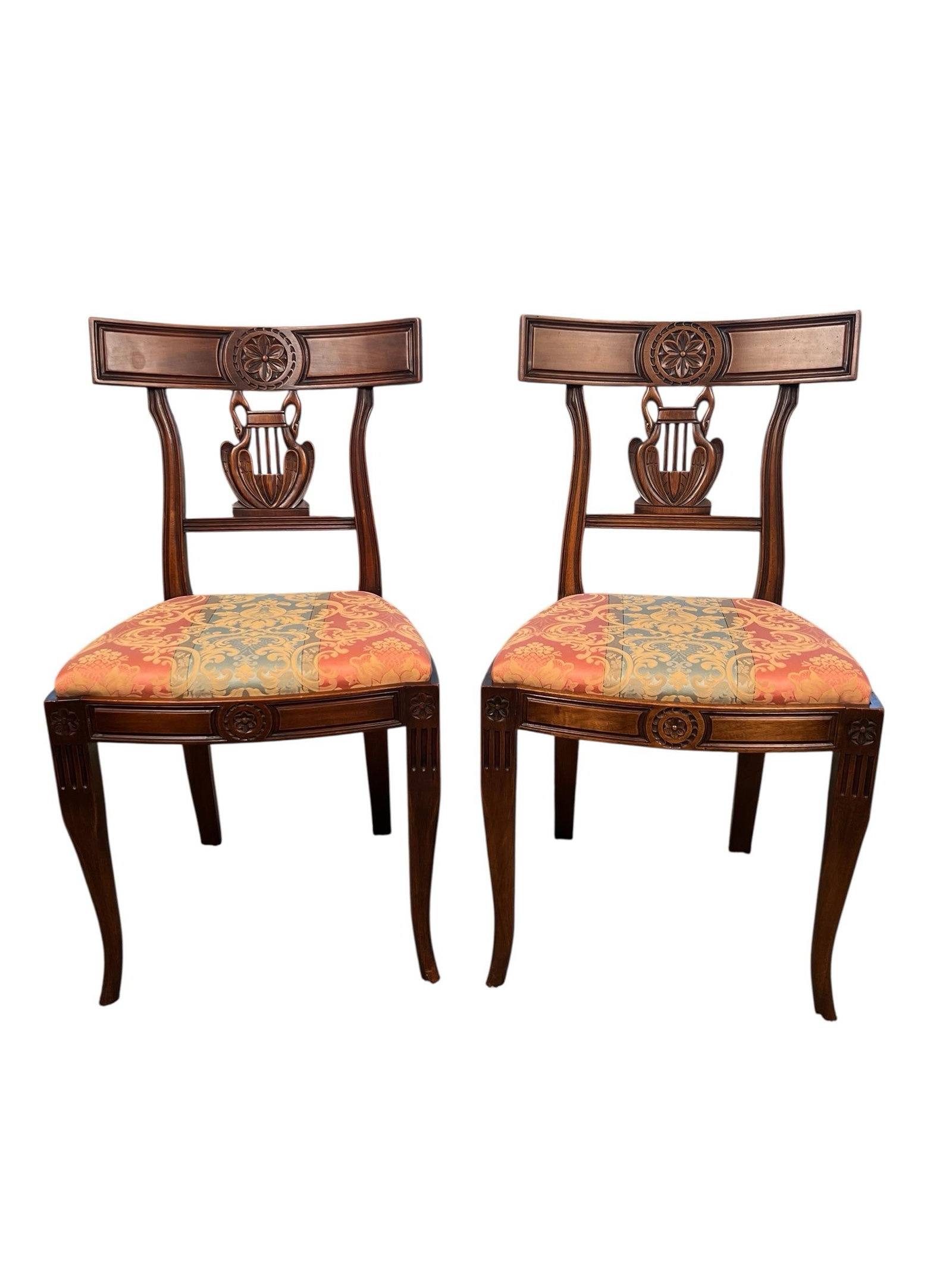 Pair of Late 19th Century Provincial French Lyre-Back Dining Chairs, Empire Revival - 2