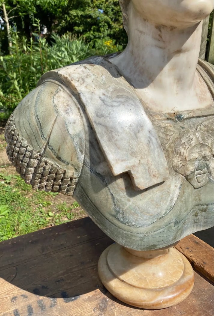 19th Century Italian Neoclassical Style Specimen Marble Busts of Caesars - Set of 2 - 5