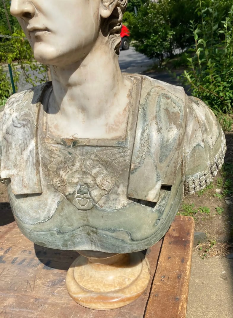 19th Century Italian Neoclassical Style Specimen Marble Busts of Caesars - Set of 2 - 6