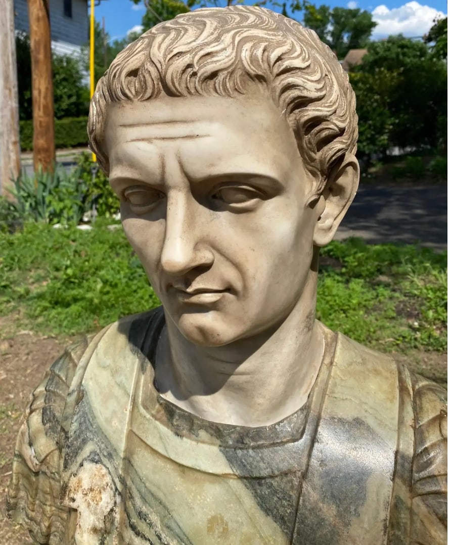 19th Century Italian Neoclassical Style Specimen Marble Busts of Caesars - Set of 2 - 7