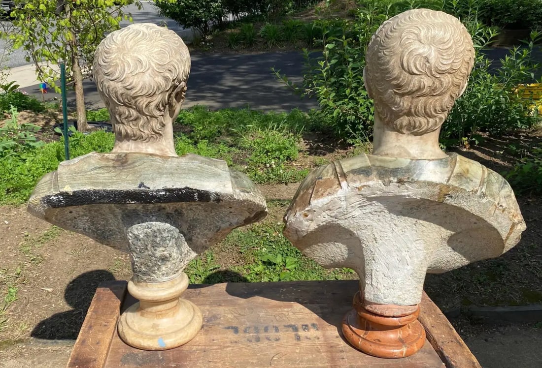 19th Century Italian Neoclassical Style Specimen Marble Busts of Caesars - Set of 2 - 8