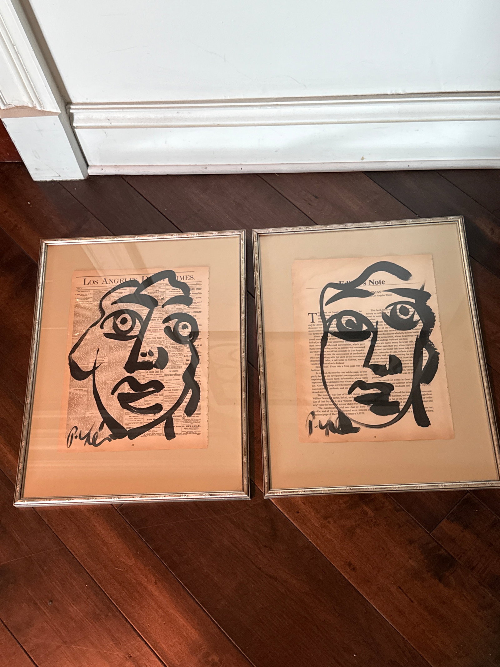1970s Peter Keil Abstract Painting Pair on Newsprint - 3
