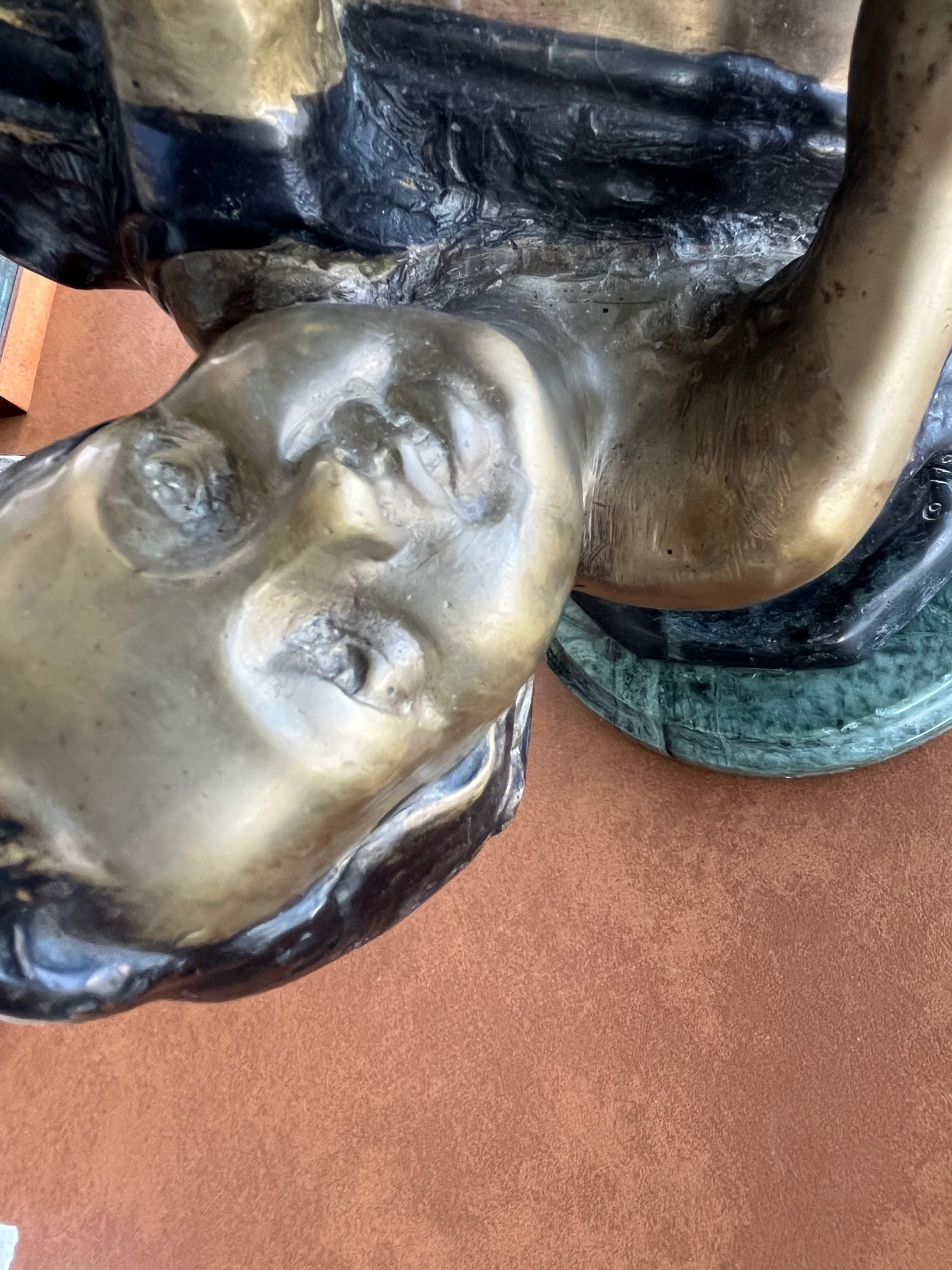 Early 20th Century Large 18" Patinated Metal Bust After Luca Madrassi - Heavy 27lb Sculpture on Gree - 7