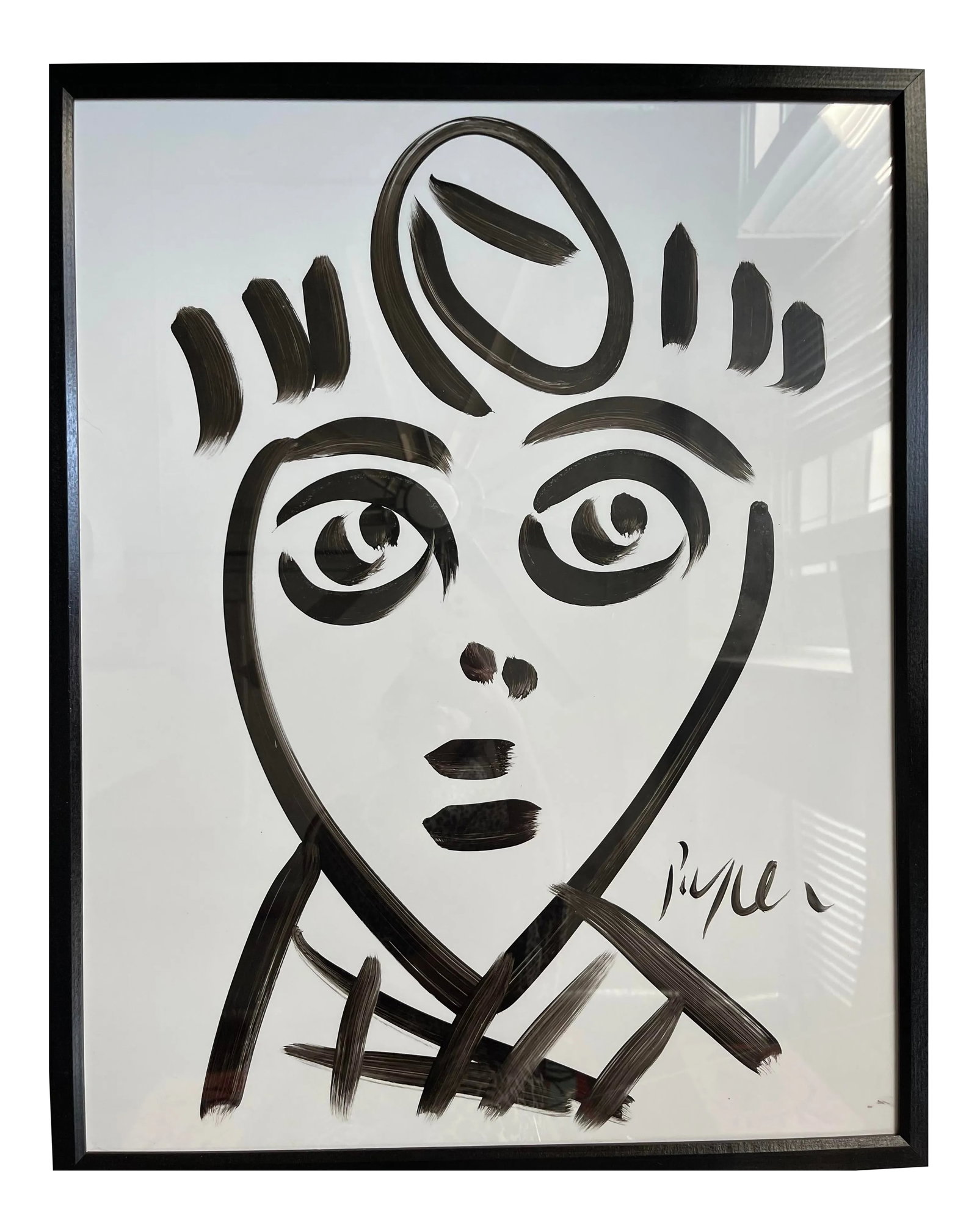 Contemporary Abstract Portrait Painting by Peter Keil, Framed: Peter Keil is a German artist who focuses primarily on abstract expressionism. Keil painted with some of the greats, including Joan Miro, Pablo Picasso, and Andy Warhol, to name a few. This is a