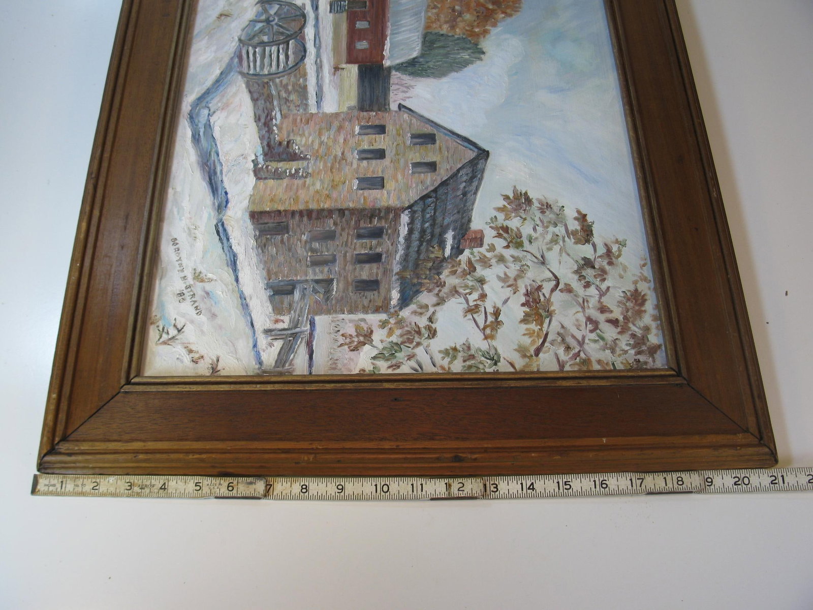 1980s Oil Painting Stone Mill Penypack Creek Homesburg Phila. Pa. Dorothy Strand, Framed - 11