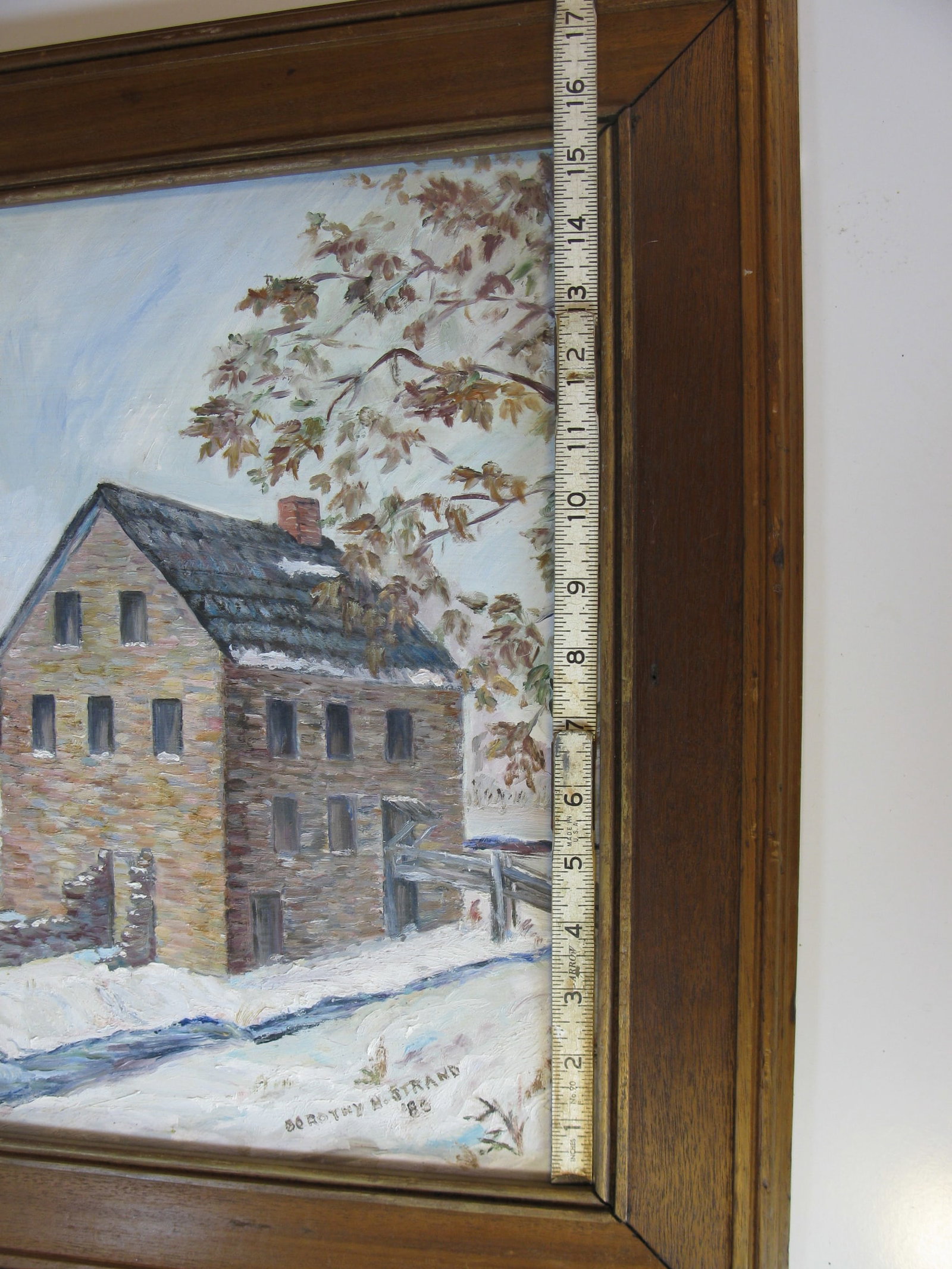 1980s Oil Painting Stone Mill Penypack Creek Homesburg Phila. Pa. Dorothy Strand, Framed - 13